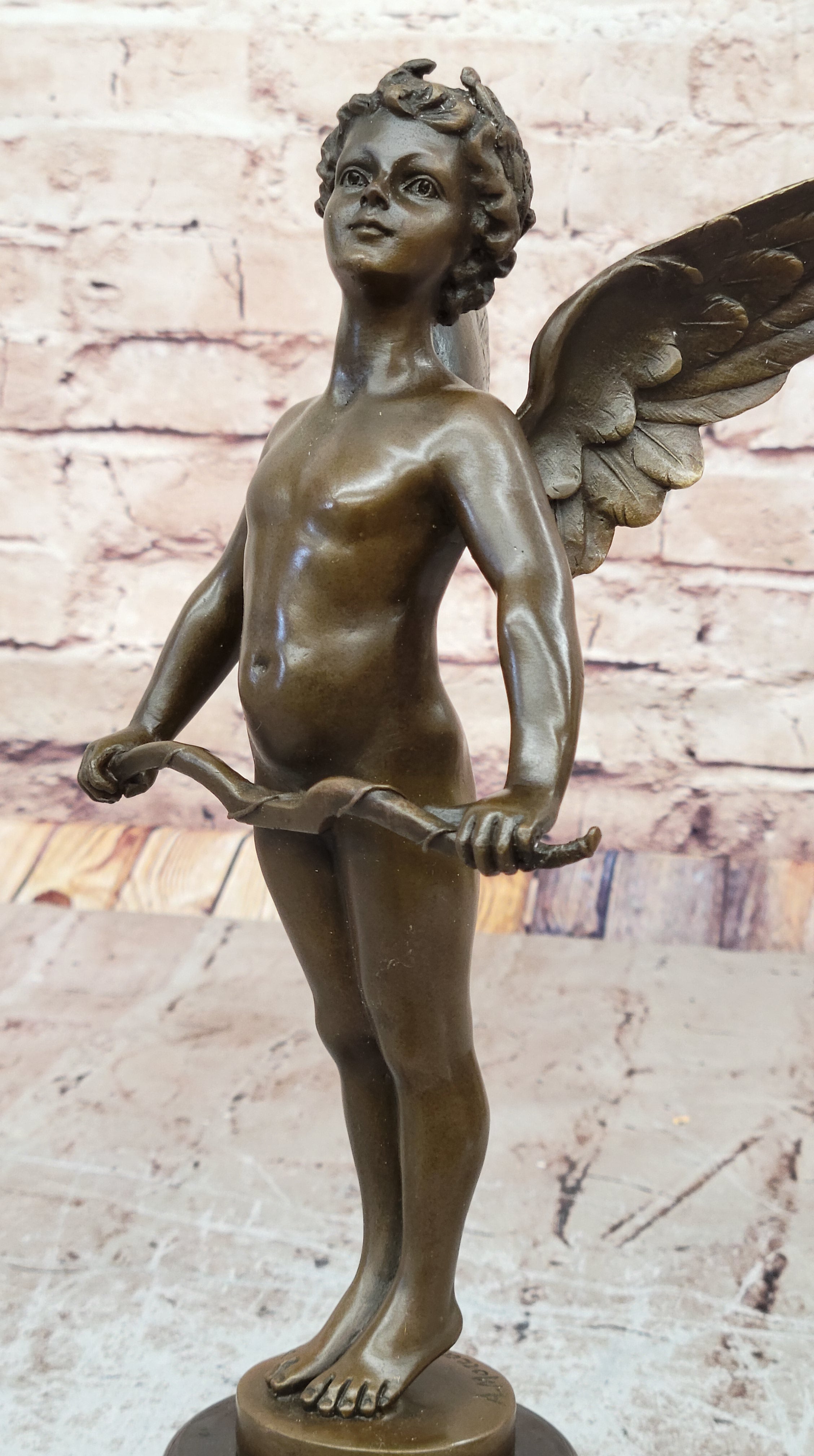 Graceful Wings: Signed Moreau Art Deco Bronze Sculpture Cherub Sculpture