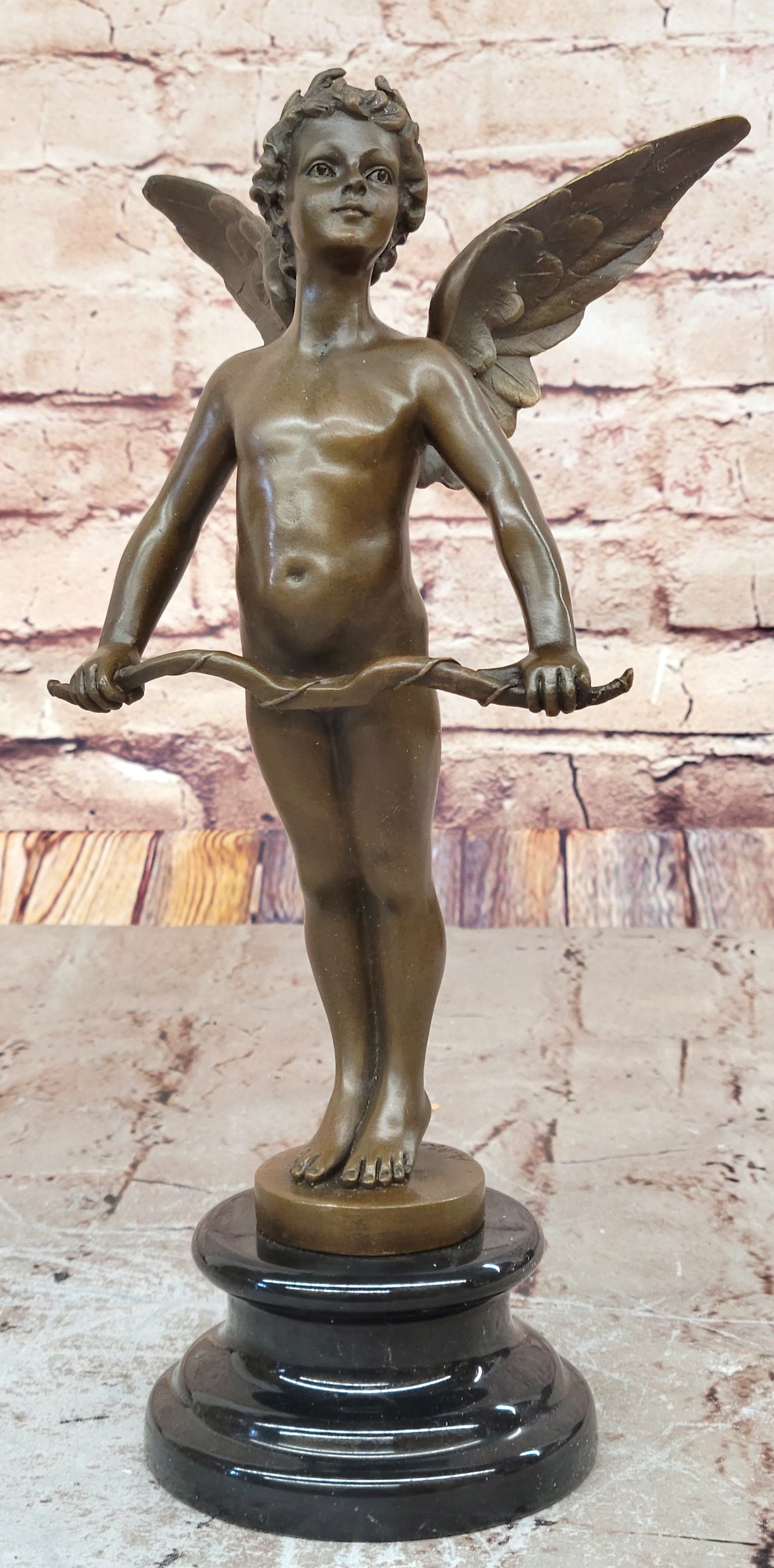 Graceful Wings: Signed Moreau Art Deco Bronze Sculpture Cherub Sculpture
