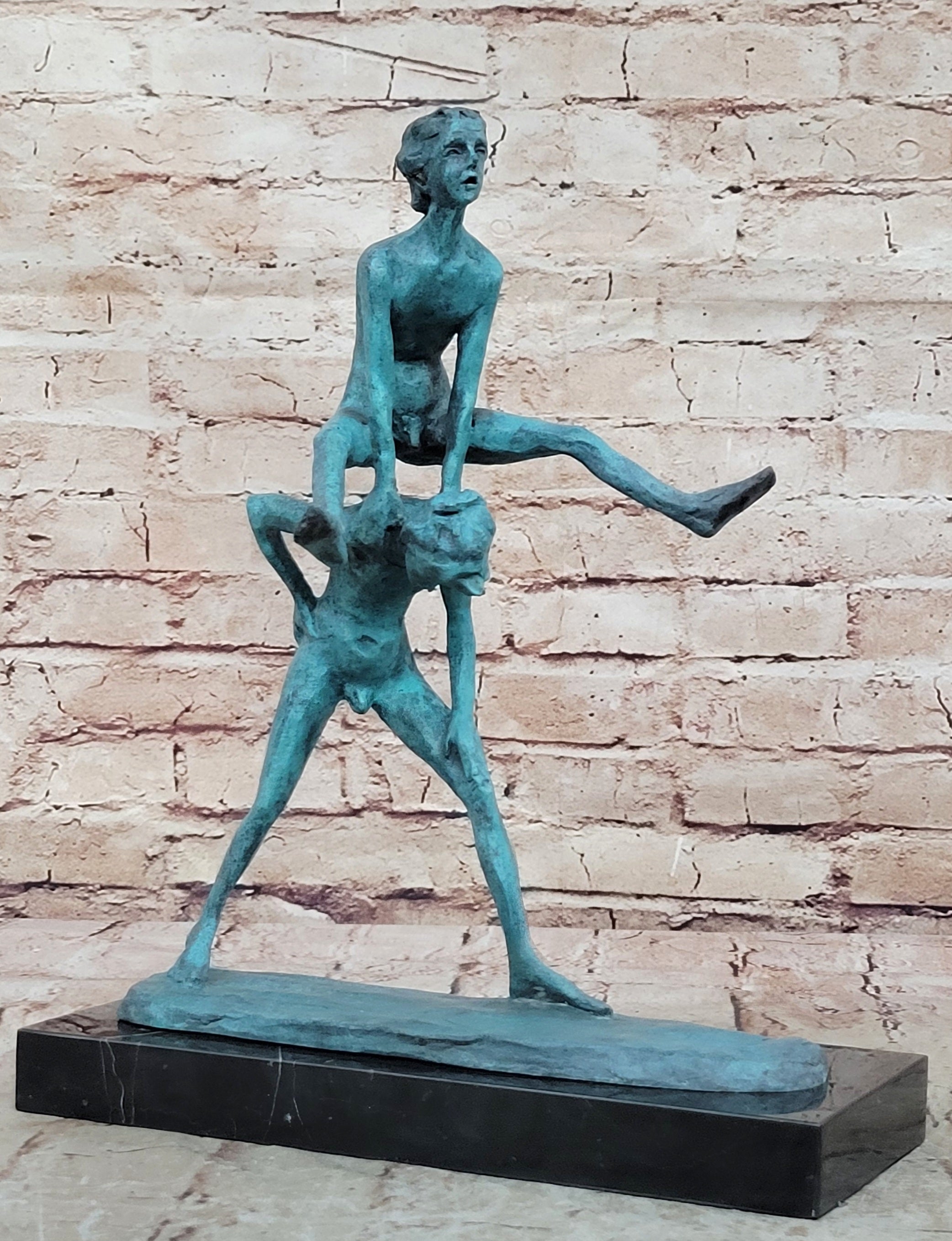 Hot Cast Children Playing Leapfrog Bronze Sculpture Collectible Art Decor