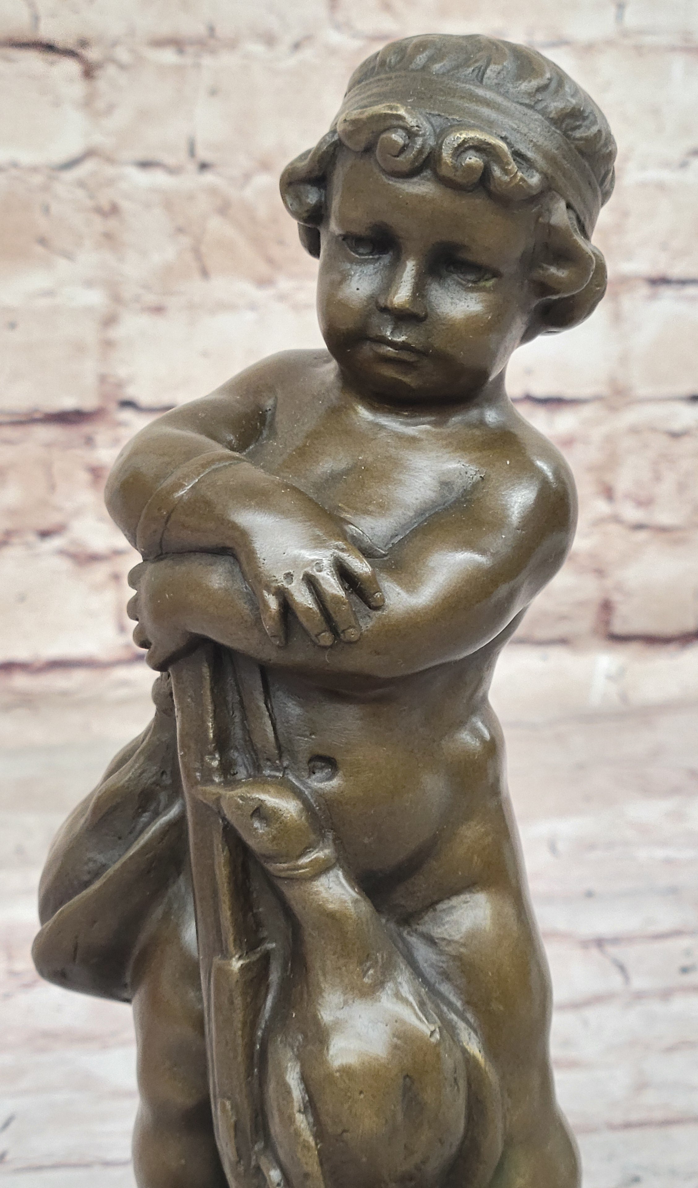 Museum Quality Novak`s Signed Child and Duck Bronze Statue - Fine Artwork