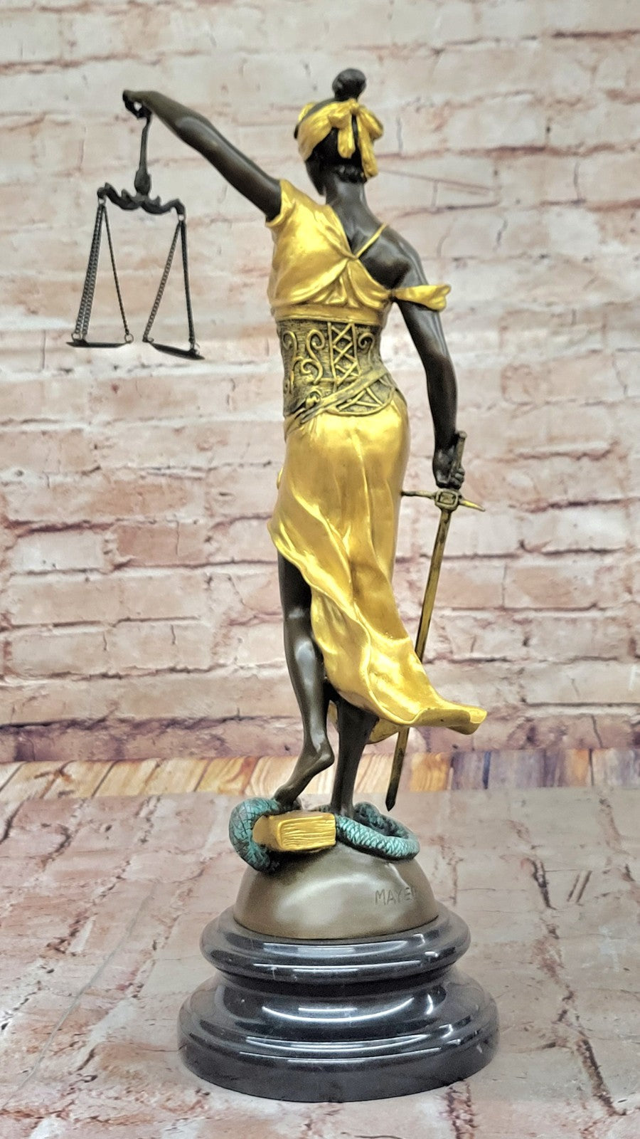 Hot Cast Gilt Blind Justice for Lawyer Office Present Gift Judge Jury Bronze