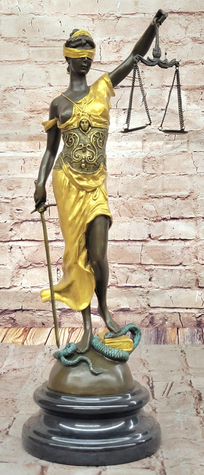 Hot Cast Gilt Blind Justice for Lawyer Office Present Gift Judge Jury Bronze