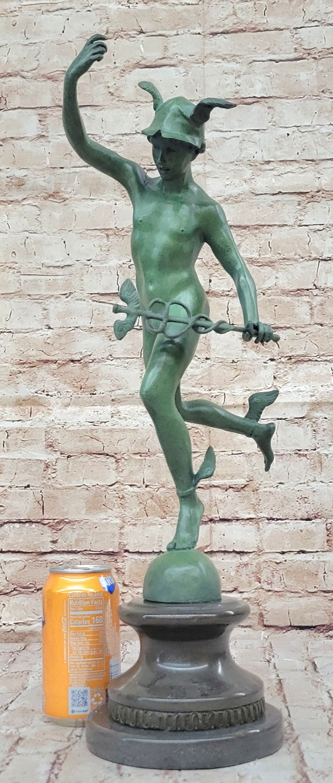 Flying Mercury Statue Hermes Messenger of the Gods Greek Nude Caduceus Bronze
