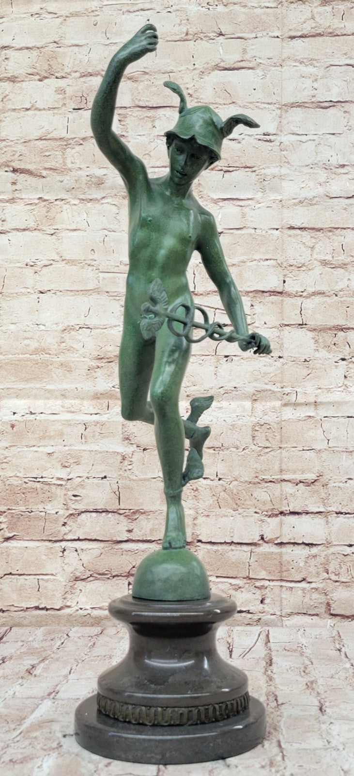 Flying Mercury Statue Hermes Messenger of the Gods Greek Nude Caduceus Bronze