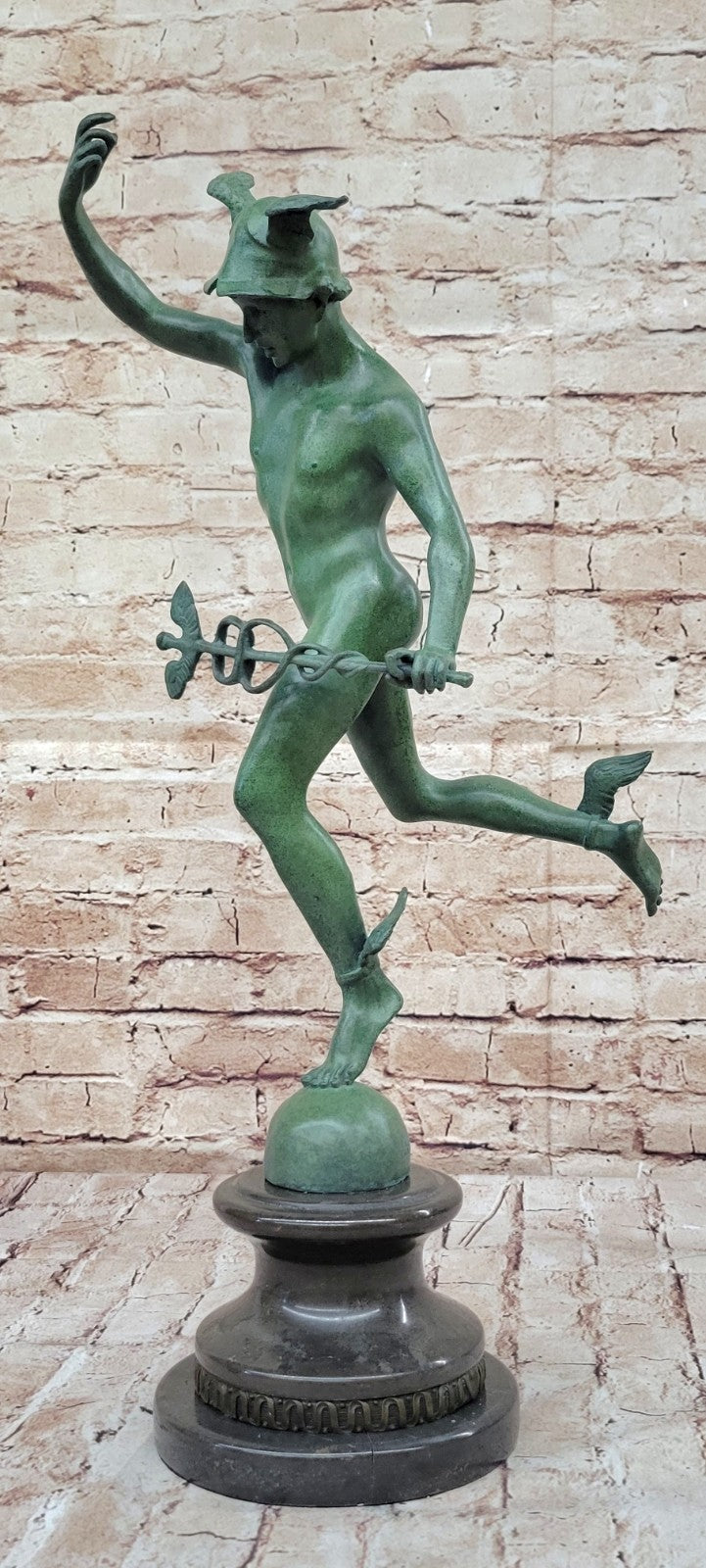 Flying Mercury Statue Hermes Messenger of the Gods Greek Nude Caduceus Bronze