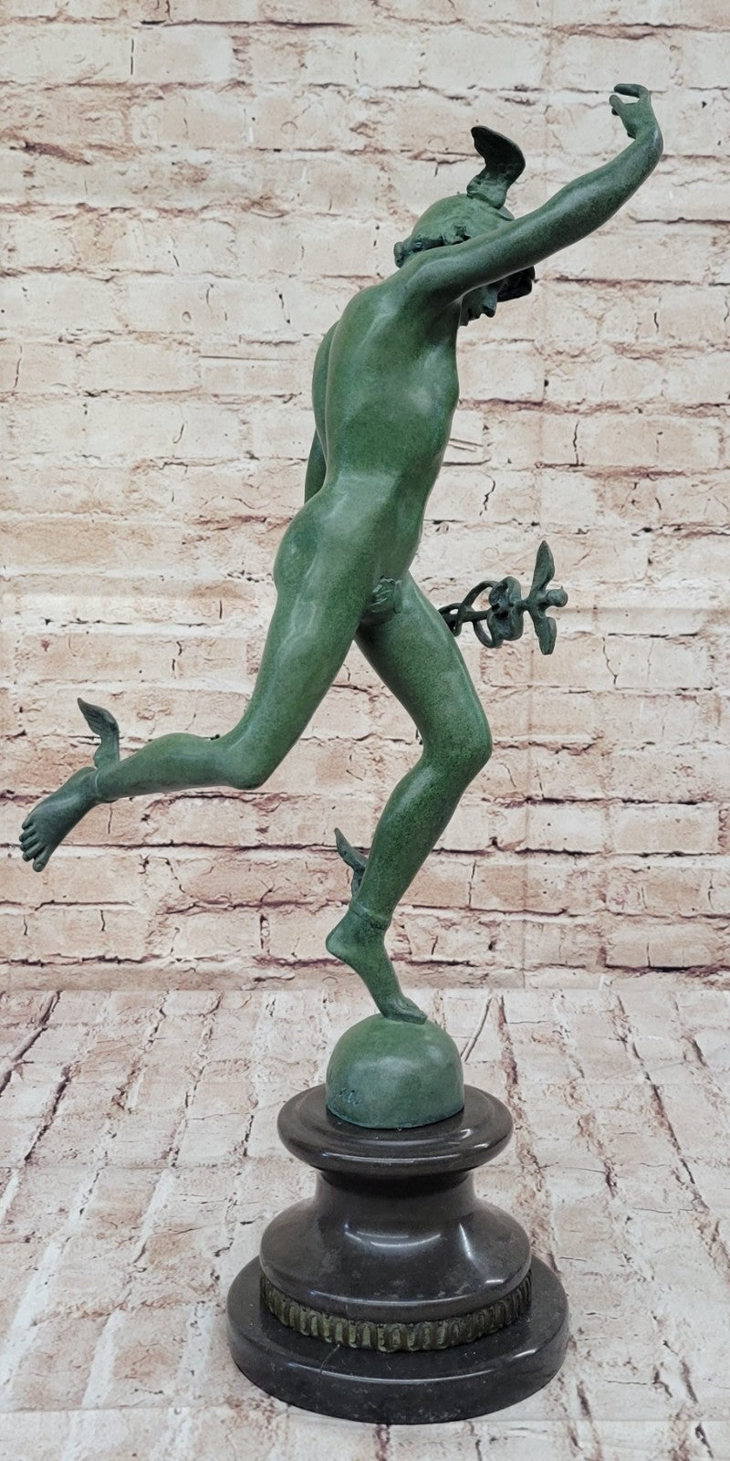 Flying Mercury Statue Hermes Messenger of the Gods Greek Nude Caduceus Bronze