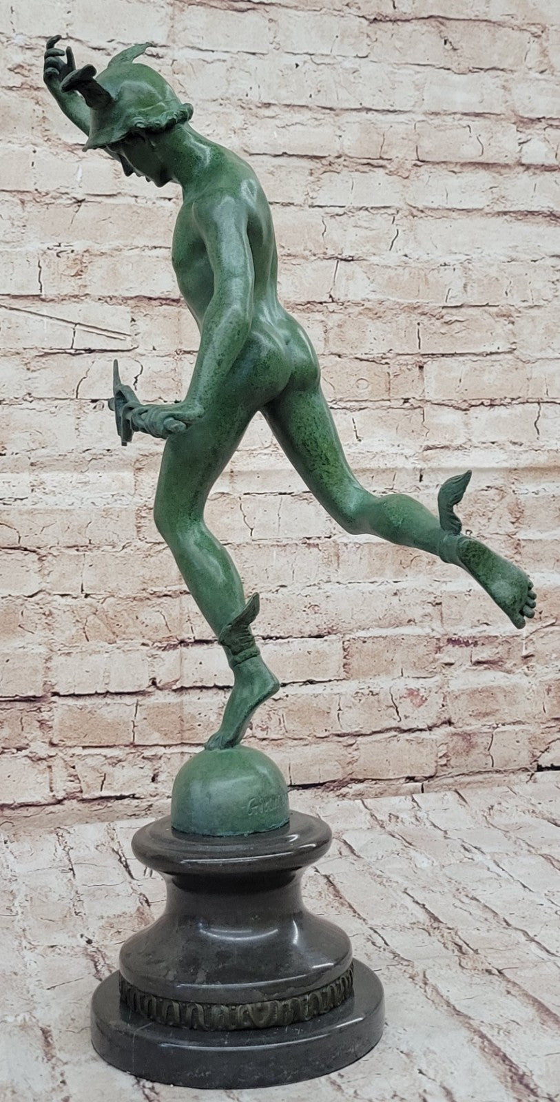 Flying Mercury Statue Hermes Messenger of the Gods Greek Nude Caduceus Bronze