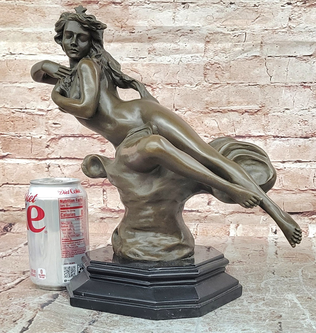 Art Nouveau Bronze Nude Woman Statue Signed Milo Marble Base Fine Art Figurine