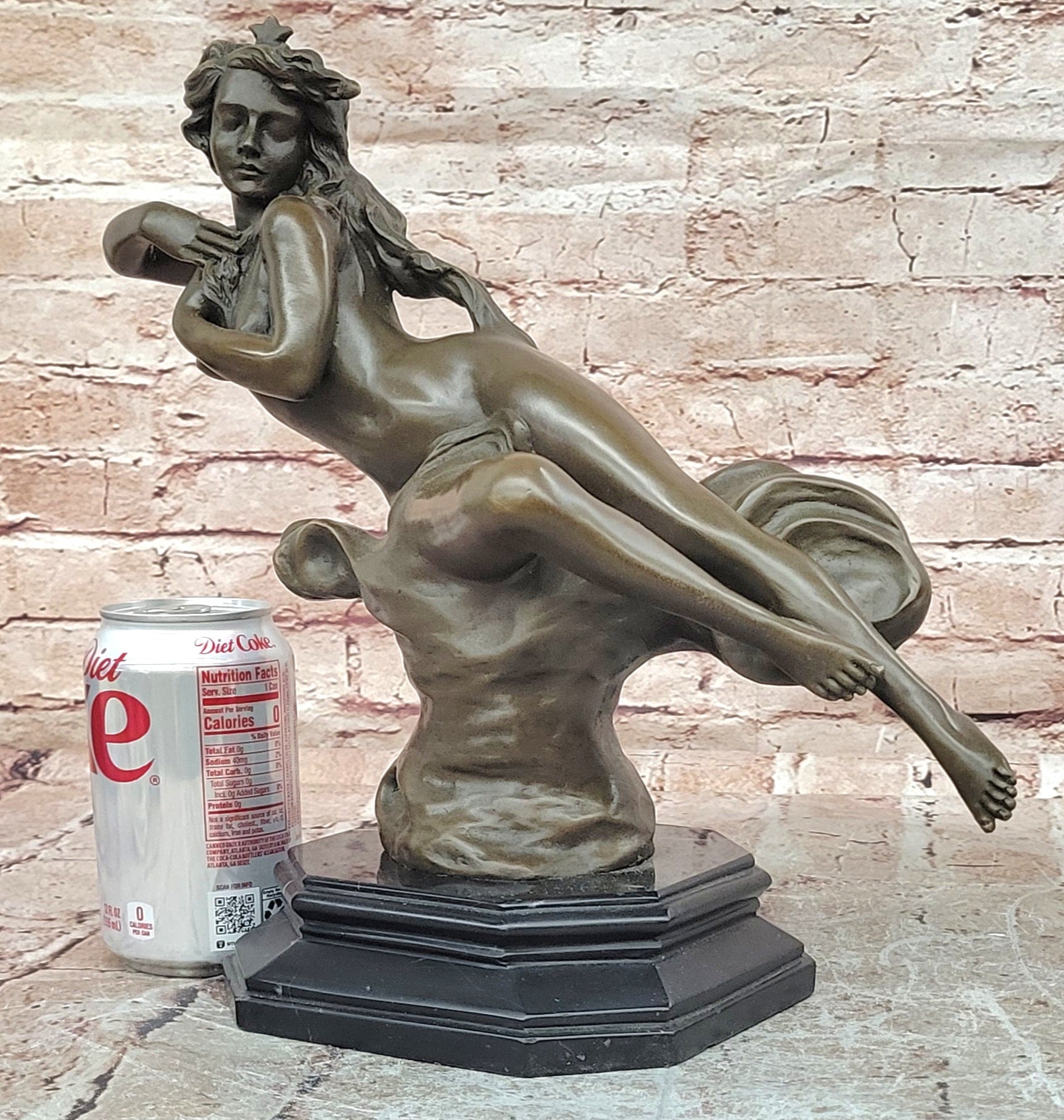 Art Nouveau Bronze Nude Woman Statue Signed Milo Marble Base Fine Art Figurine