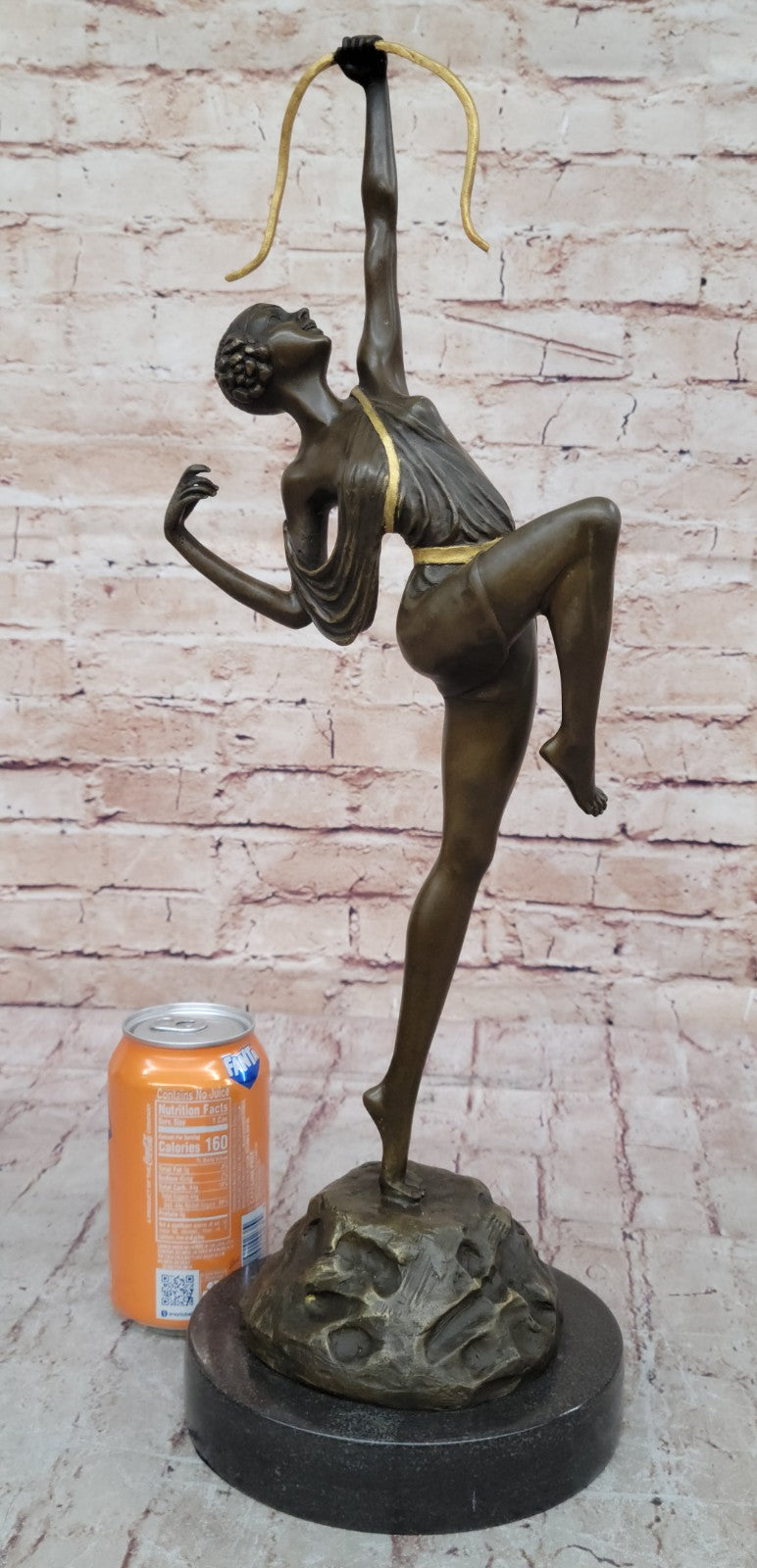 Large Vintage Sculpture French "Le Faguays" Bronze Statue Goddess DIANA Nude