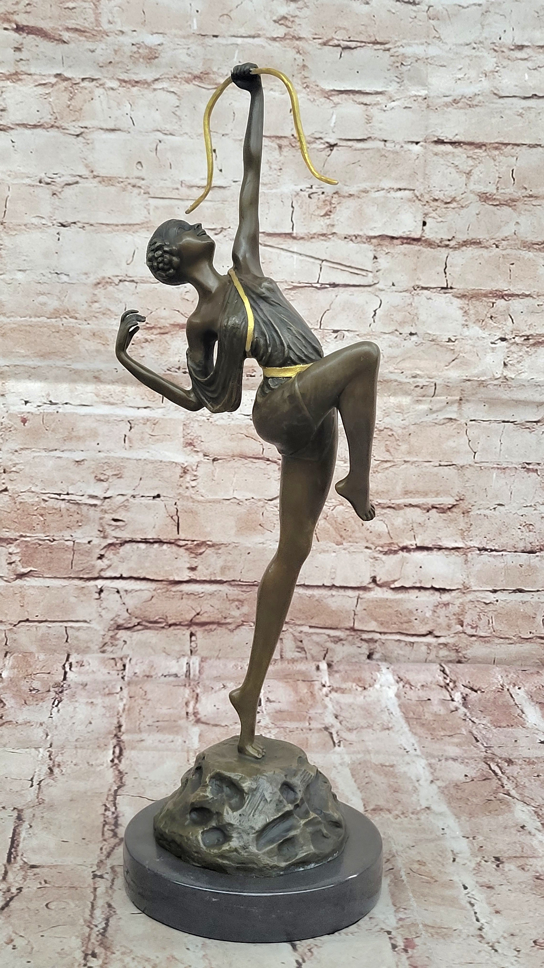 Large Vintage Sculpture French "Le Faguays" Bronze Statue Goddess DIANA Nude