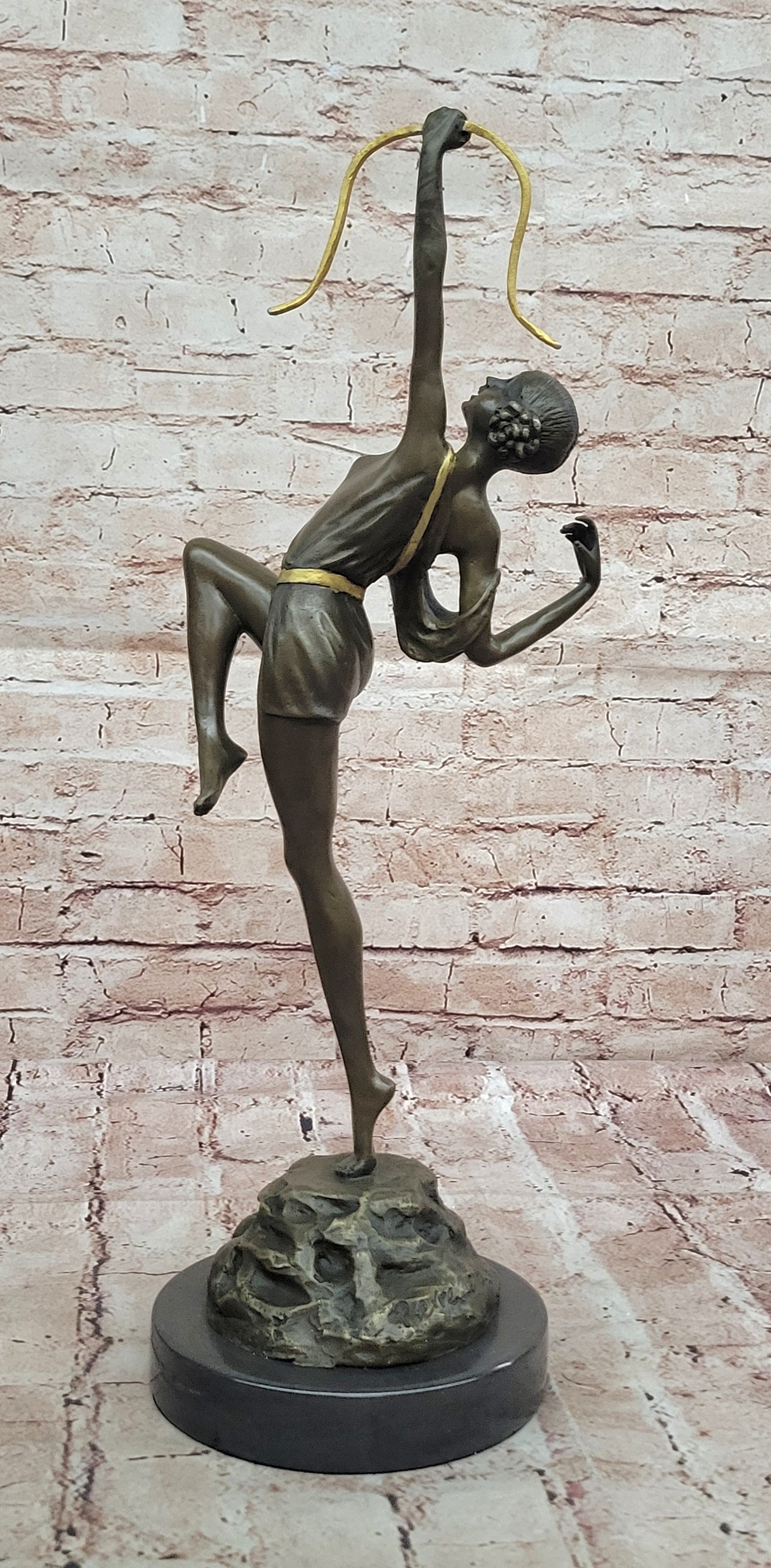 Large Vintage Sculpture French "Le Faguays" Bronze Statue Goddess DIANA Nude