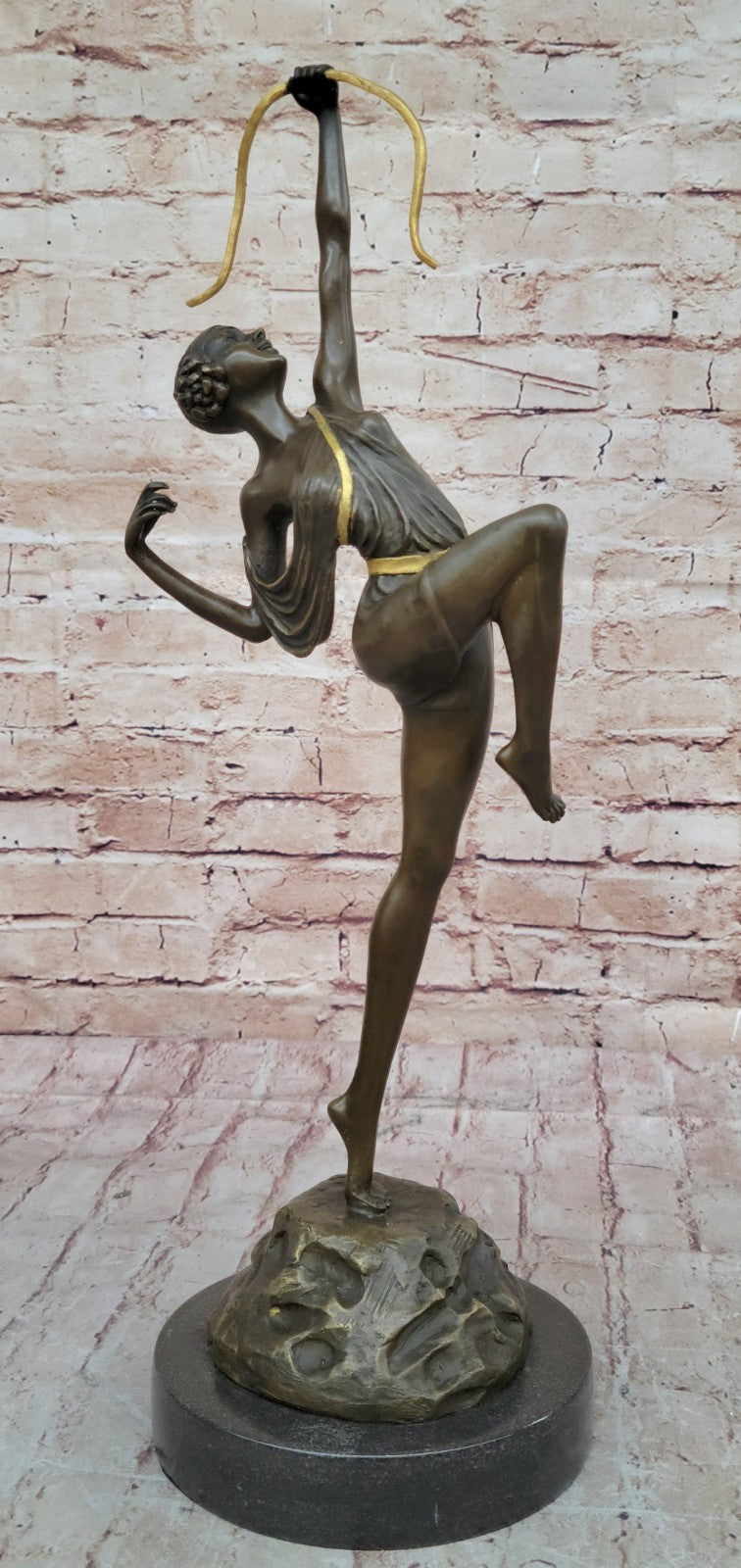 Large Vintage Sculpture French "Le Faguays" Bronze Statue Goddess DIANA Nude