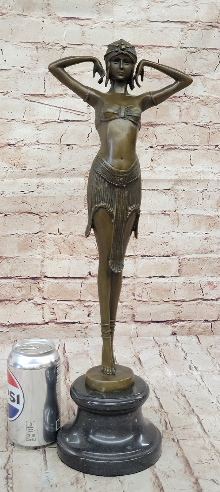 LARGE DIMITRI CHIPARUS DANCER ART DECO BRONZE SCULPTURE MARBLE BASE FIGURINE ART