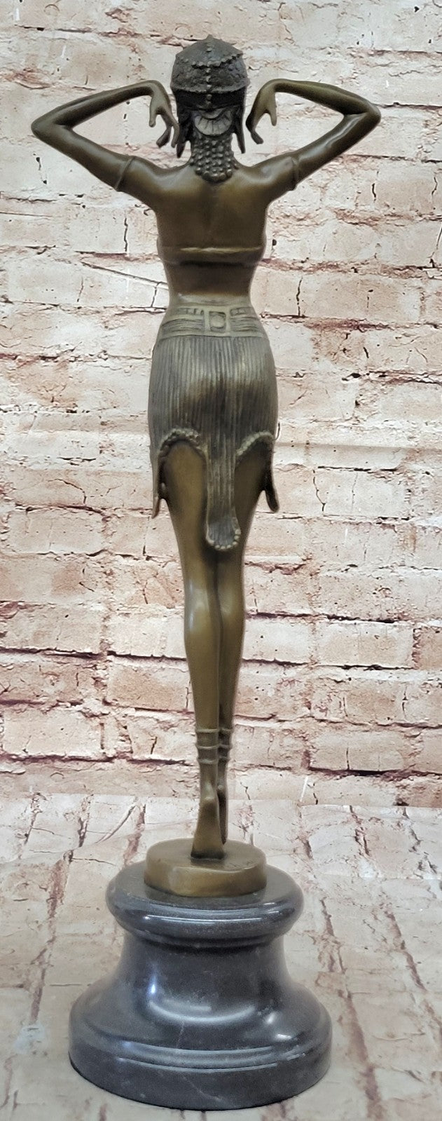 LARGE DIMITRI CHIPARUS DANCER ART DECO BRONZE SCULPTURE MARBLE BASE FIGURINE ART