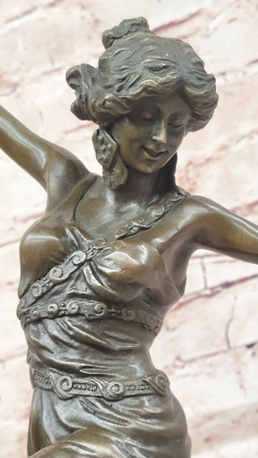 Sensational Oriental Dancer Bronze Sculpture | Claire Colinet Artwork, Musician Lady Figurine