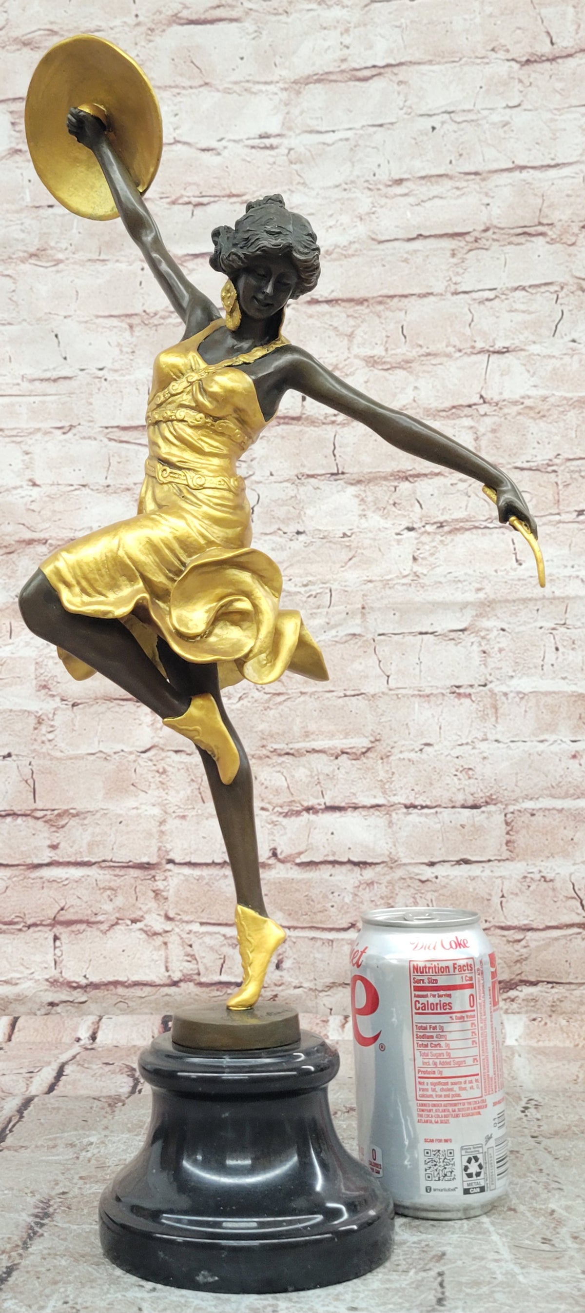 C.J. Colinet Gilt Bronze Dancer Sculpture Art Nouveau Fine Art Figurine Hot Cast