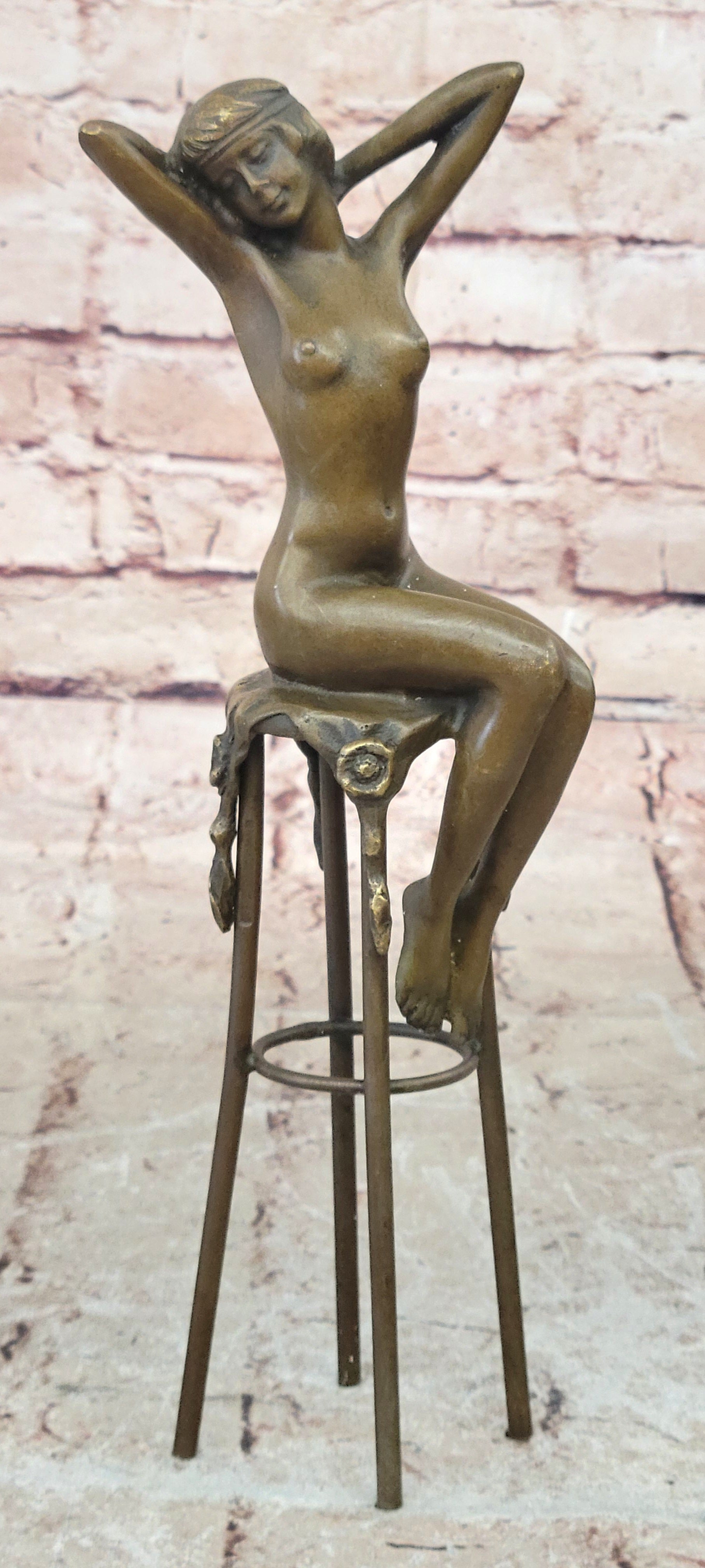 Art Deco/Nouveau Hot Cast Naked Lady Bronze Masterpiece Home Office Decor Figure