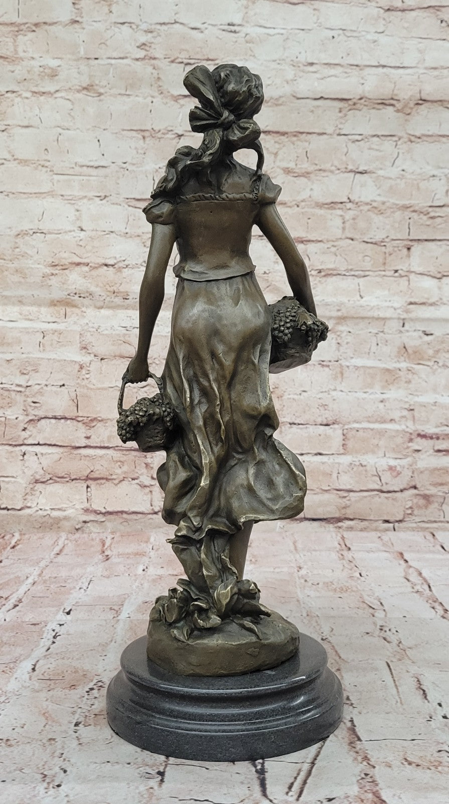Real Bronze Gorgeous Maiden Standing Woman Sculpture Home Decoration Decor