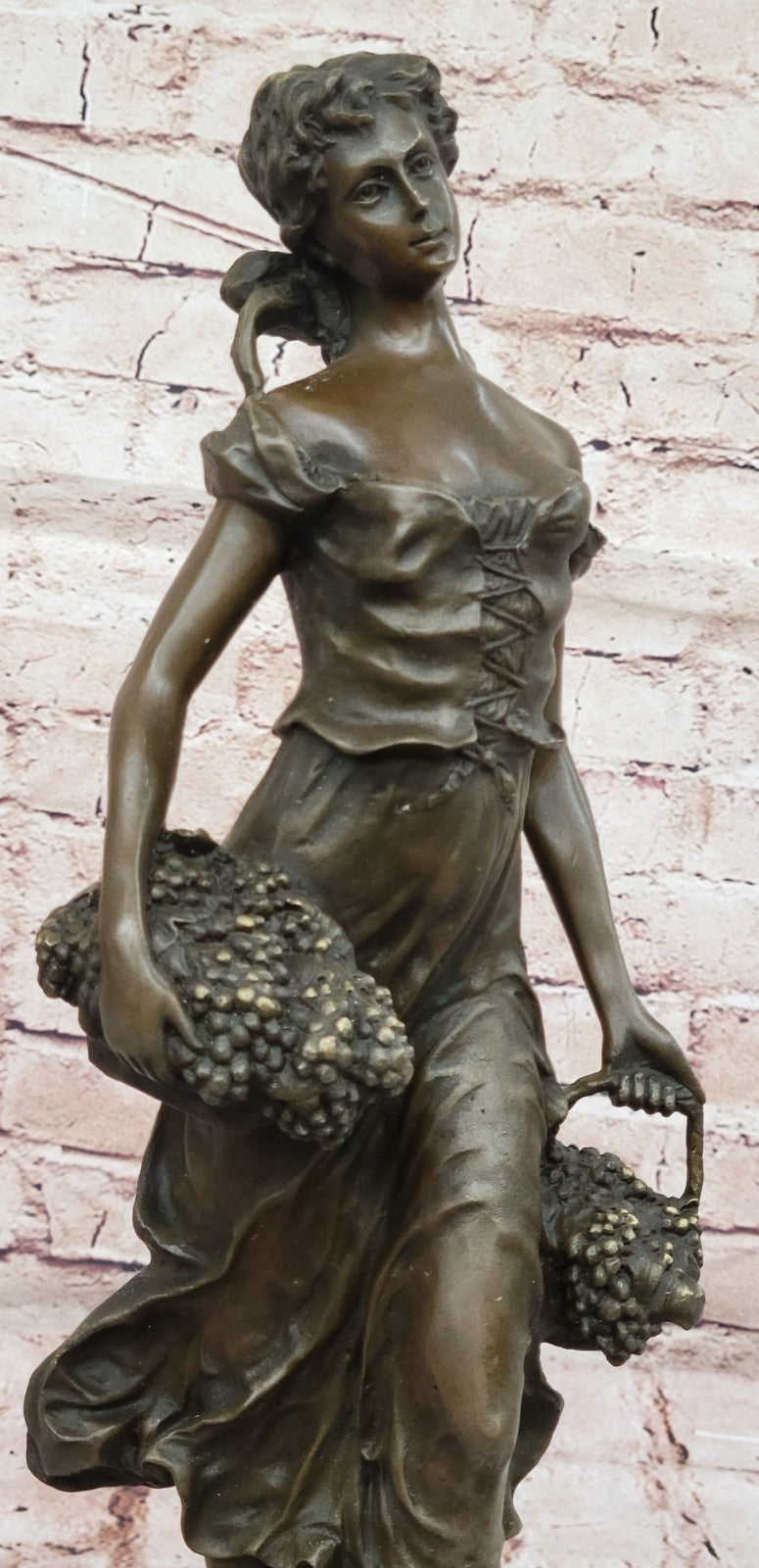 Real Bronze Gorgeous Maiden Standing Woman Sculpture Home Decoration Decor