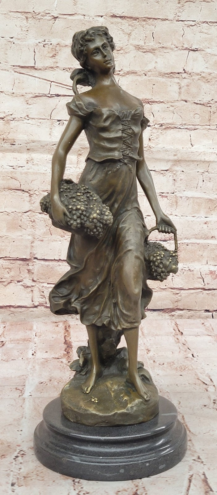 Real Bronze Gorgeous Maiden Standing Woman Sculpture Home Decoration Decor