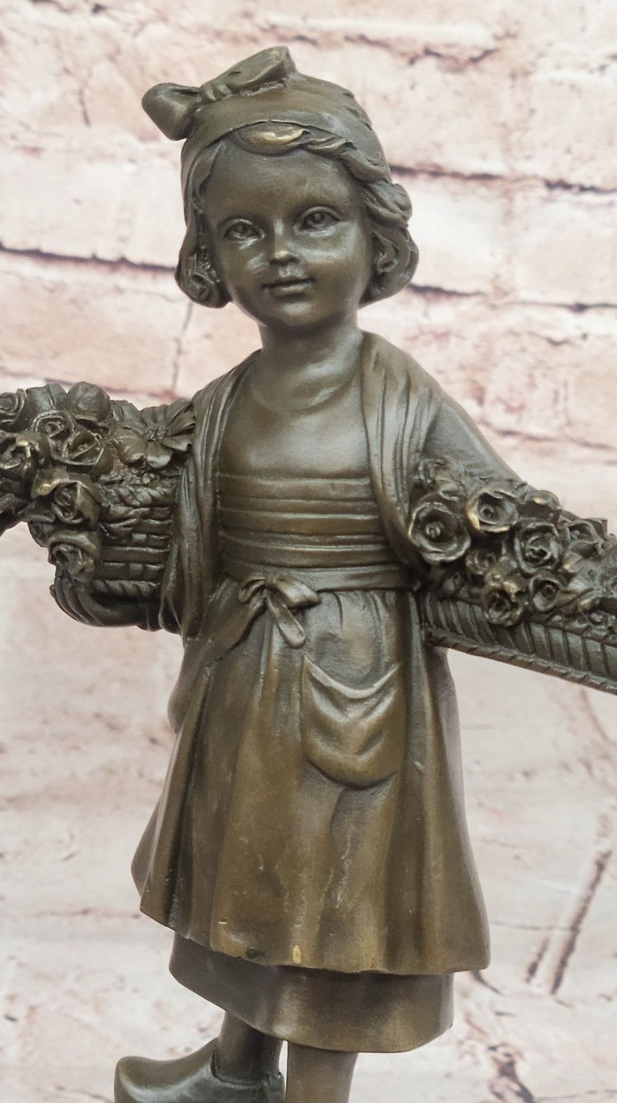 Signed Daste Art: Young Girl Figurine, Handcrafted Bronze Statue for Home Office