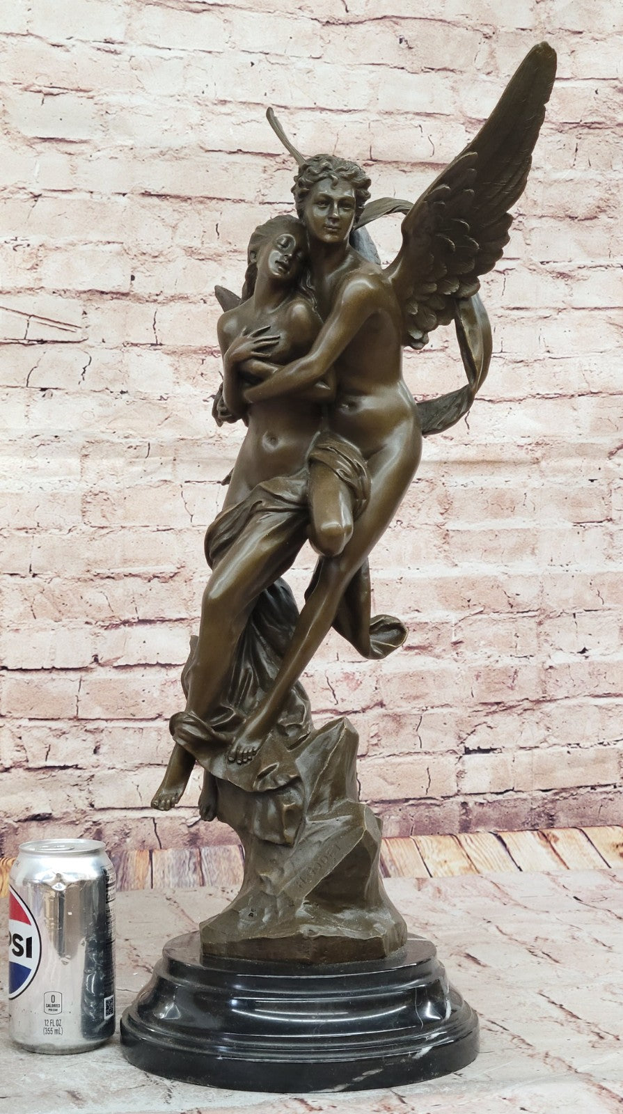 Extra Large Bronze Cupid and Psyche Sculpture - Romantic Gift for Anniversary