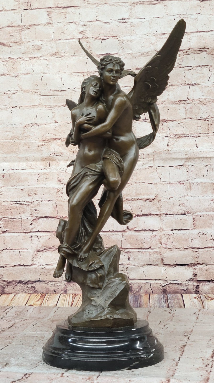 Extra Large Bronze Cupid and Psyche Sculpture - Romantic Gift for Anniversary