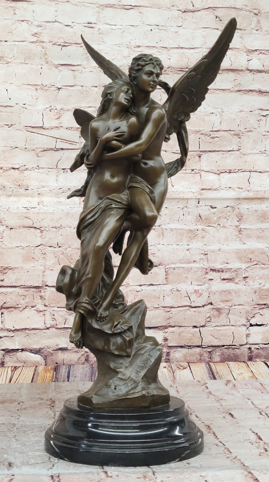 Extra Large Bronze Cupid and Psyche Sculpture - Romantic Gift for Anniversary