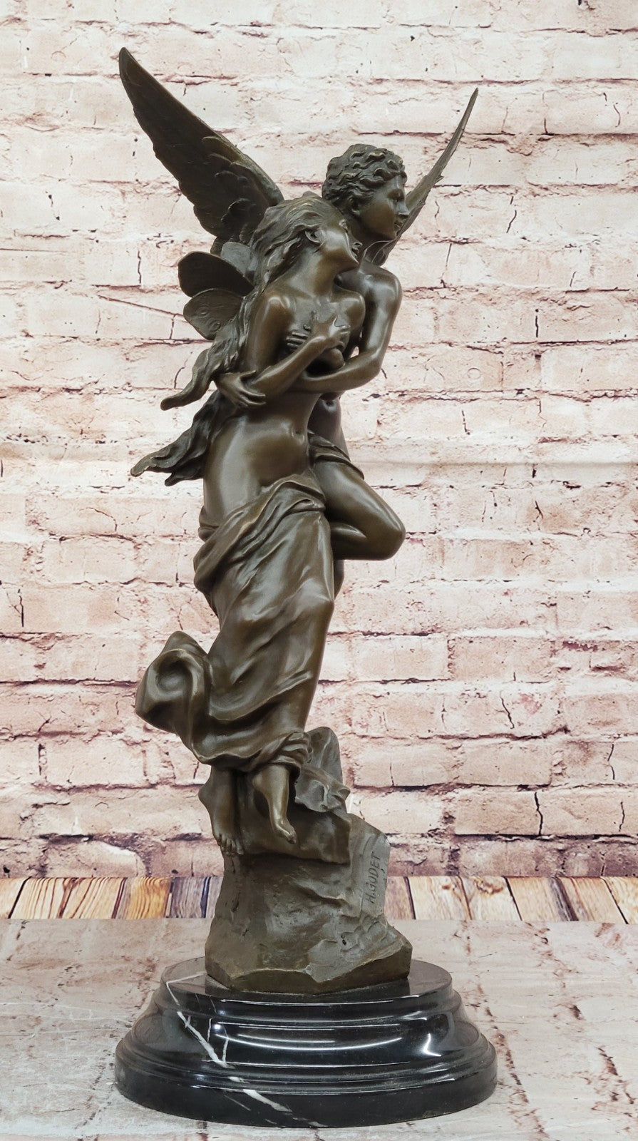 Extra Large Bronze Cupid and Psyche Sculpture - Romantic Gift for Anniversary