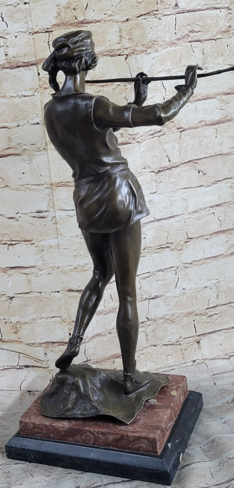 Vintage Classic 100% Bronze Sculpture, Man WITH FLUTE, Fine Detail Artwork