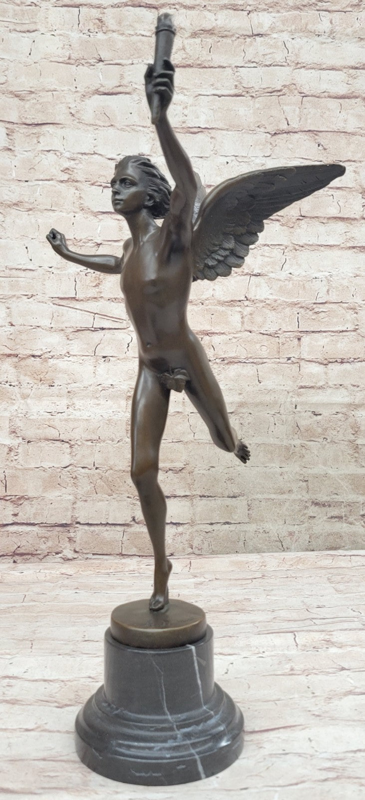 Butterfly Angel Nymph Fairy Fantasy Art 17" Elegant Bronze Marble Statue Gift