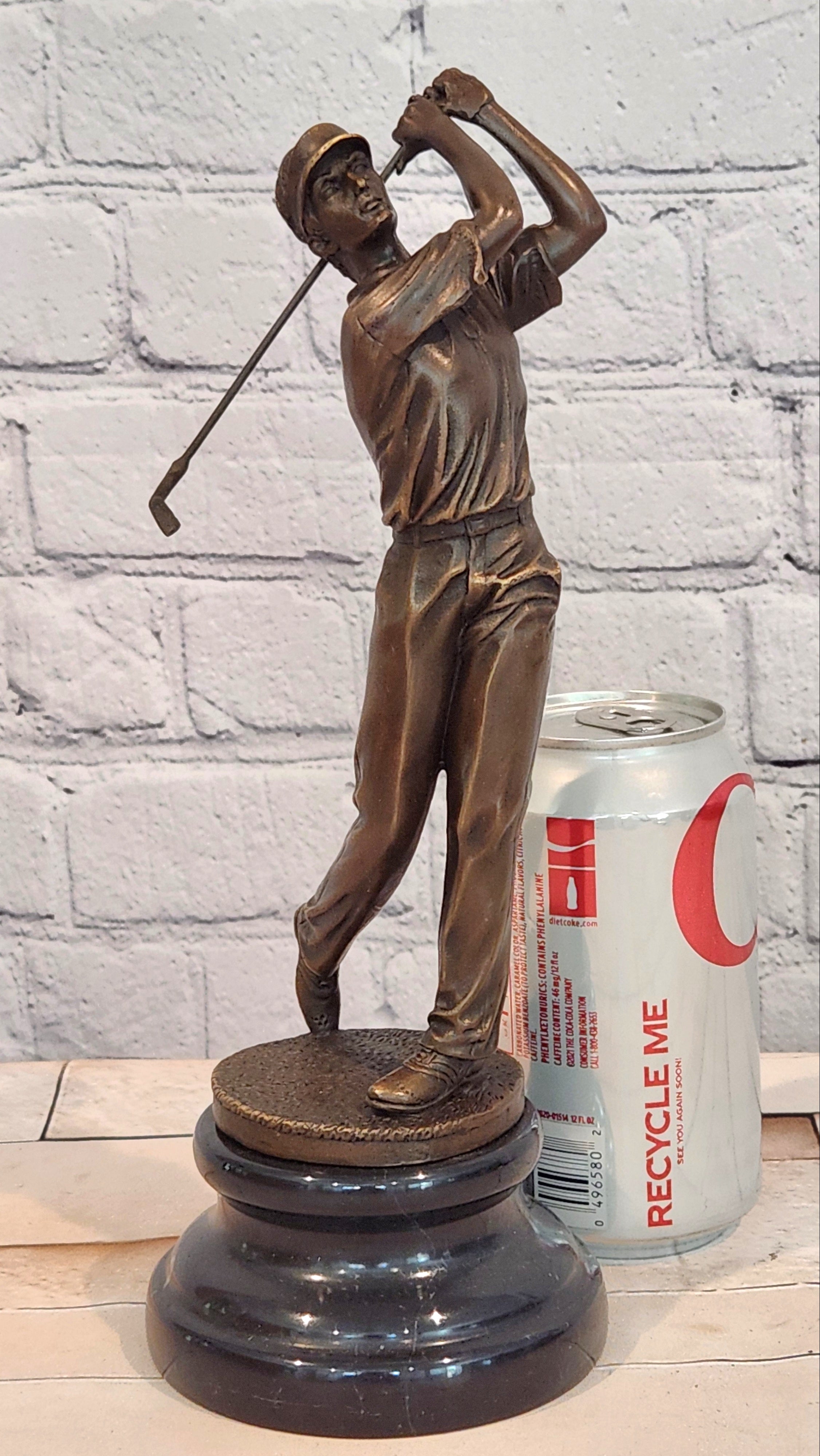 Golfer Golf Golfing Hand Made Sportsman Bronze Sculpture Statue Figurine Figur T