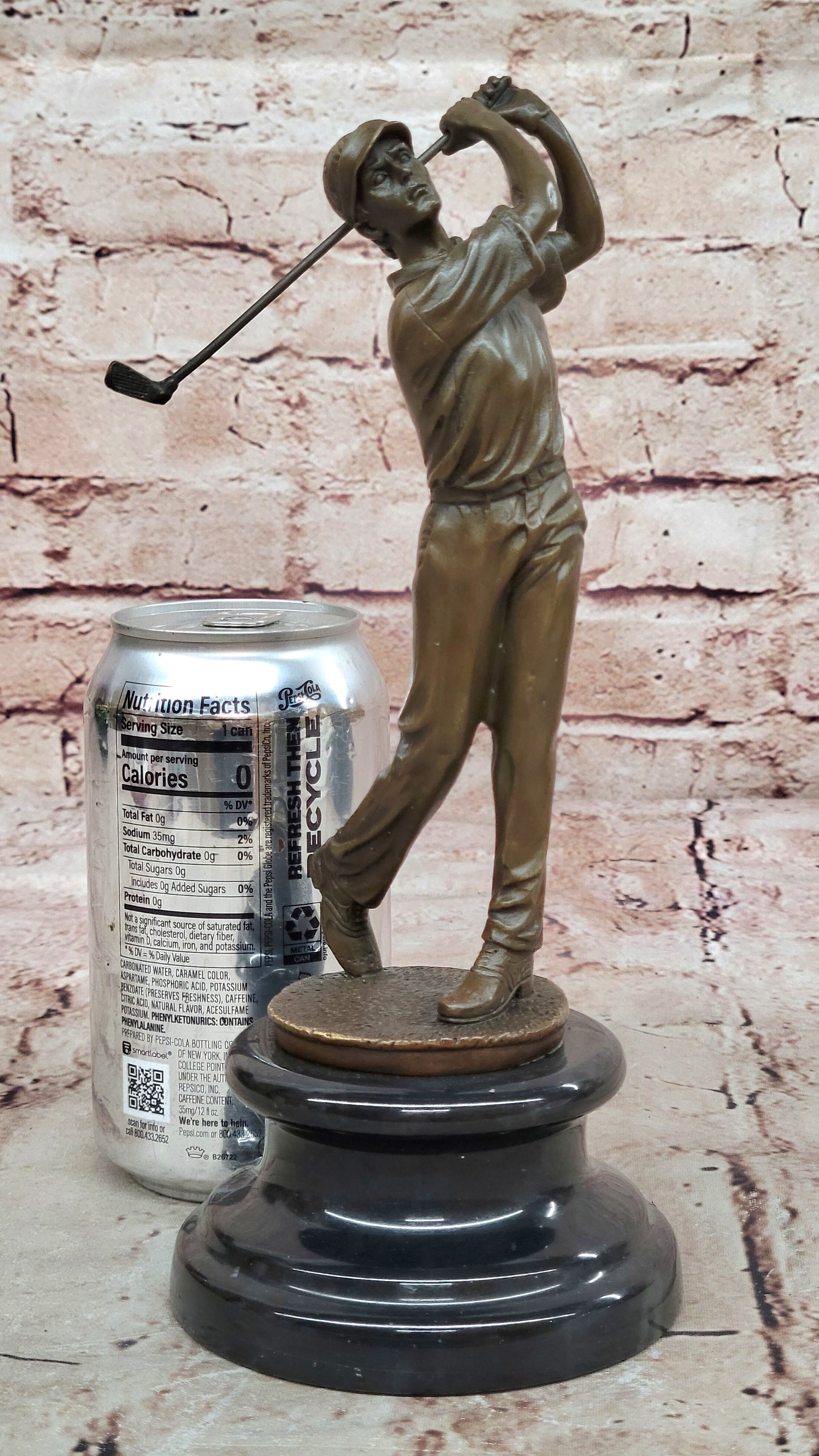 Handmade Male Golfer Golf Trophy Tournament Club Award Art Bronze Marble Statue