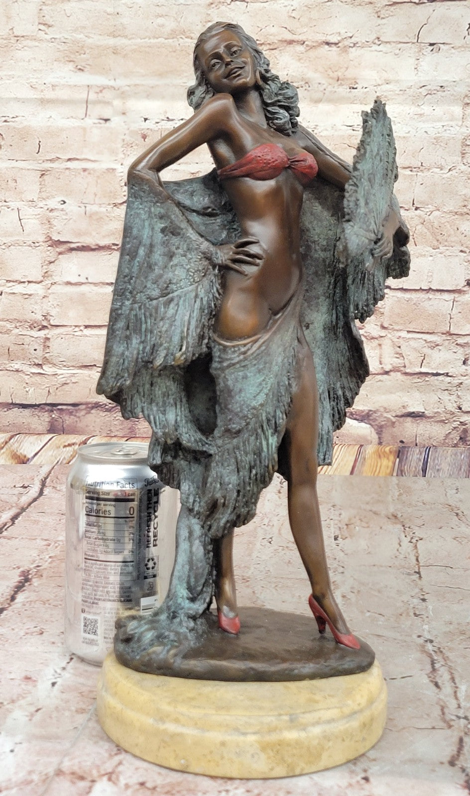 Art Nouveau Bronze Showgirl Dancer Sculpture by Miguel Lopez Collectible Artwork