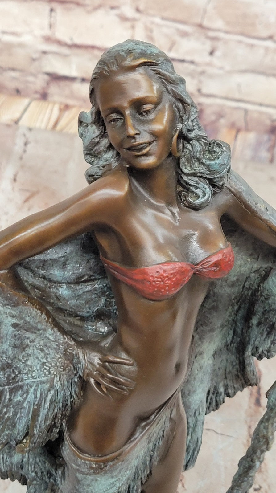 Art Nouveau Bronze Showgirl Dancer Sculpture by Miguel Lopez Collectible Artwork