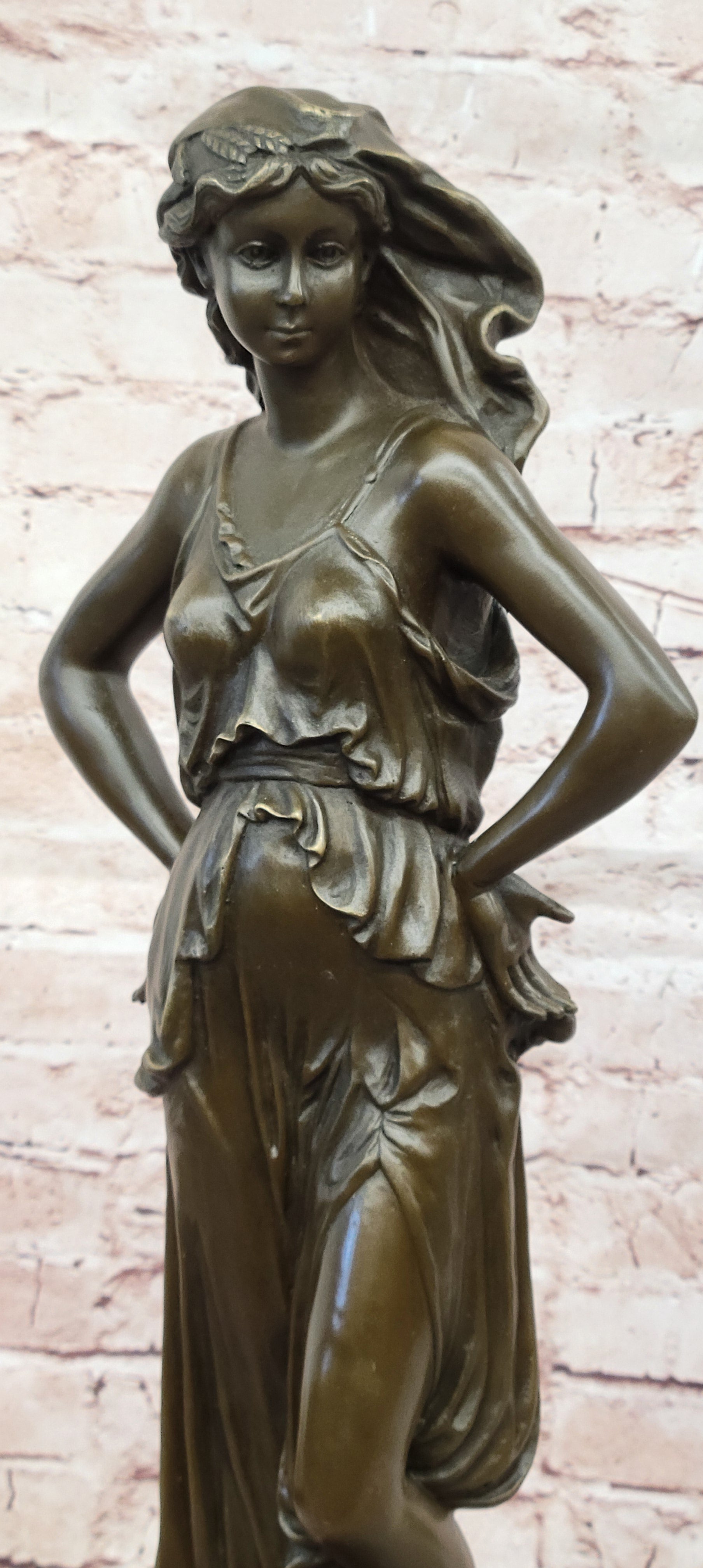 Fine art bronze maternity figure Lopez sculpture warm tone marble base display decor