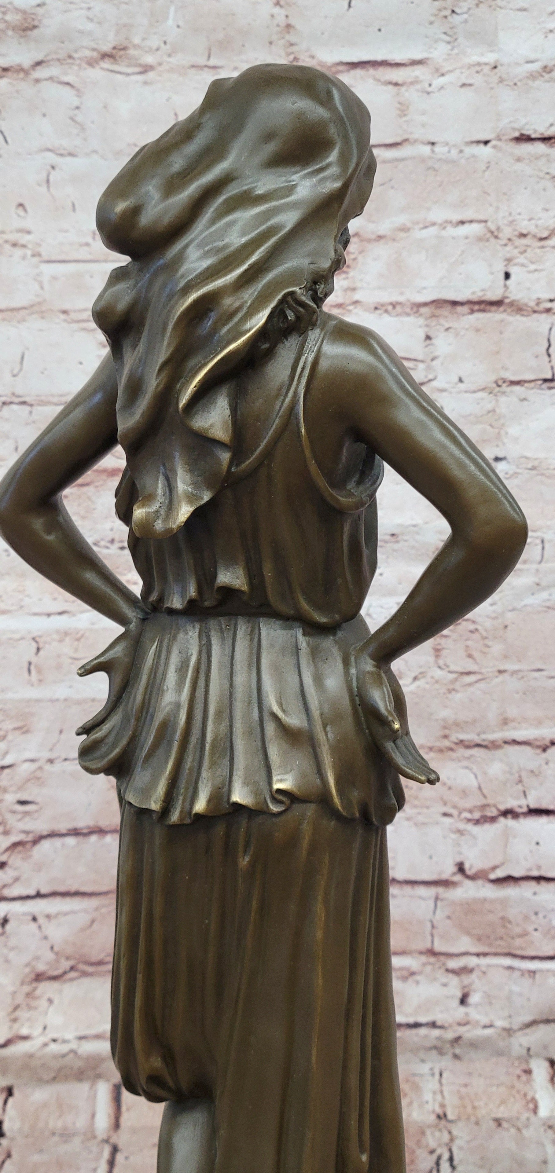Fine art bronze maternity figure Lopez sculpture warm tone marble base display decor