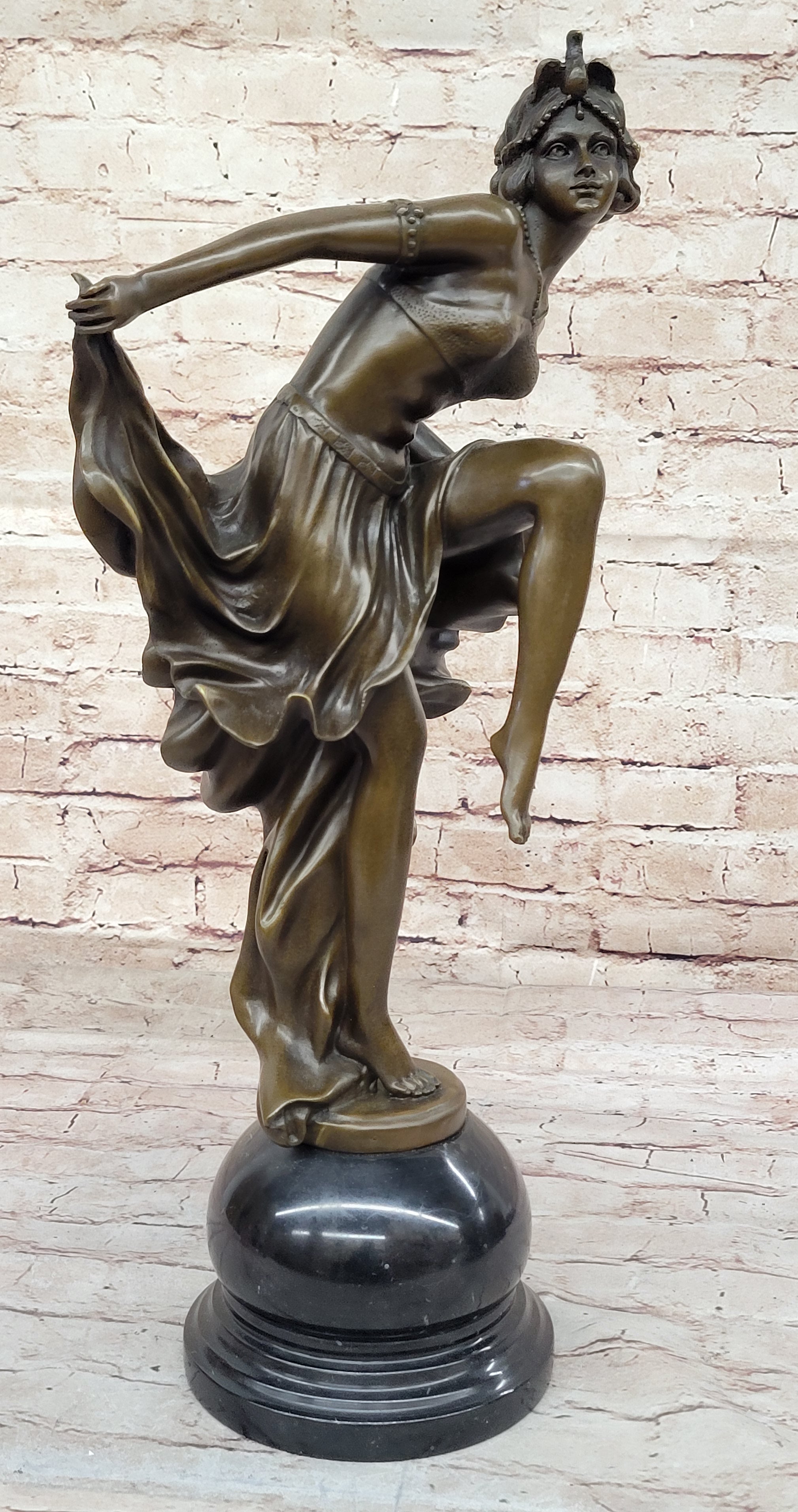 FRENCH, ART NOUVEAU LARGE BRONZE STATUE After GORY, GYPSY GIRL. HOT CAST FIGURE