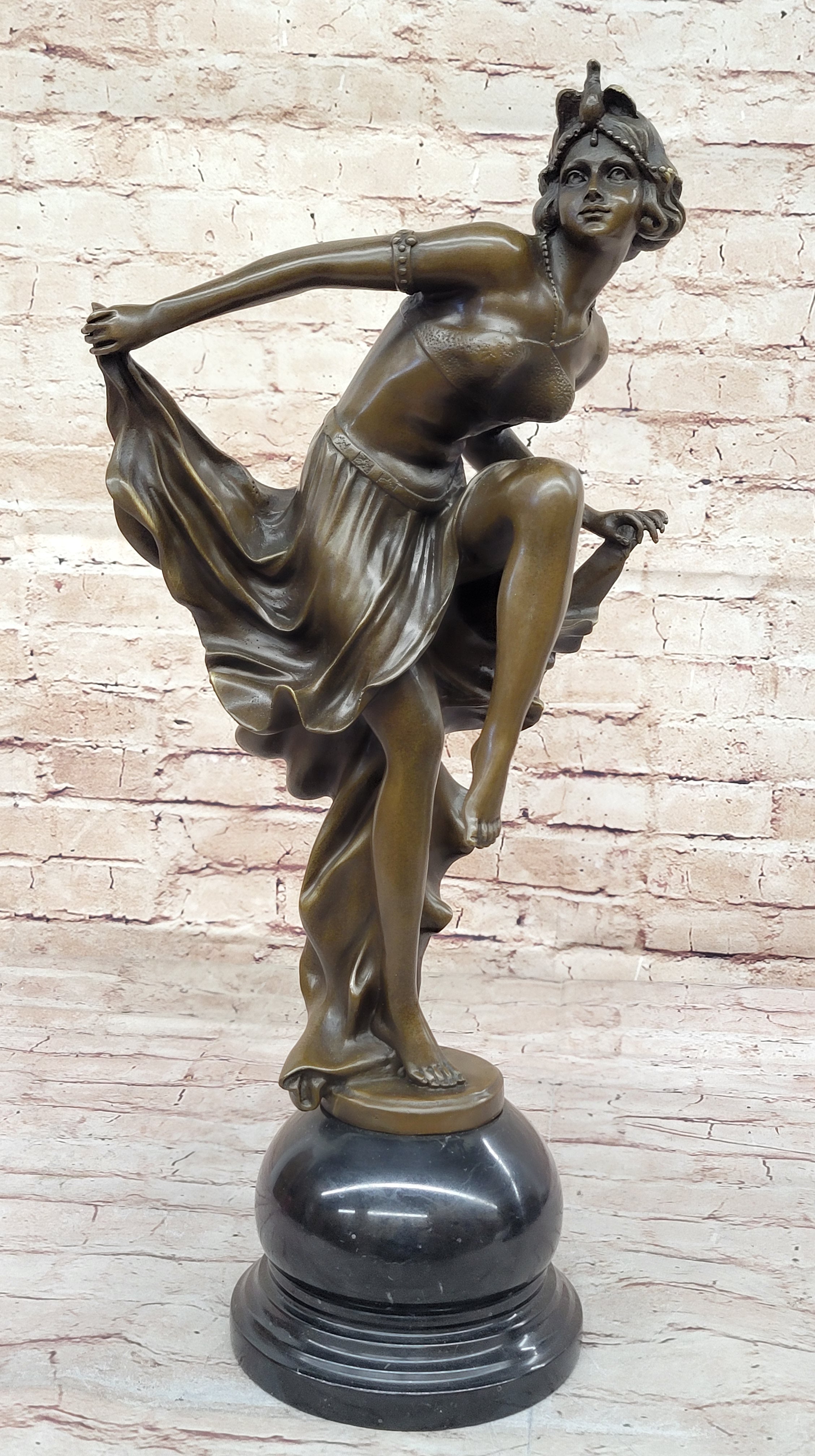 FRENCH, ART NOUVEAU LARGE BRONZE STATUE After GORY, GYPSY GIRL. HOT CAST FIGURE