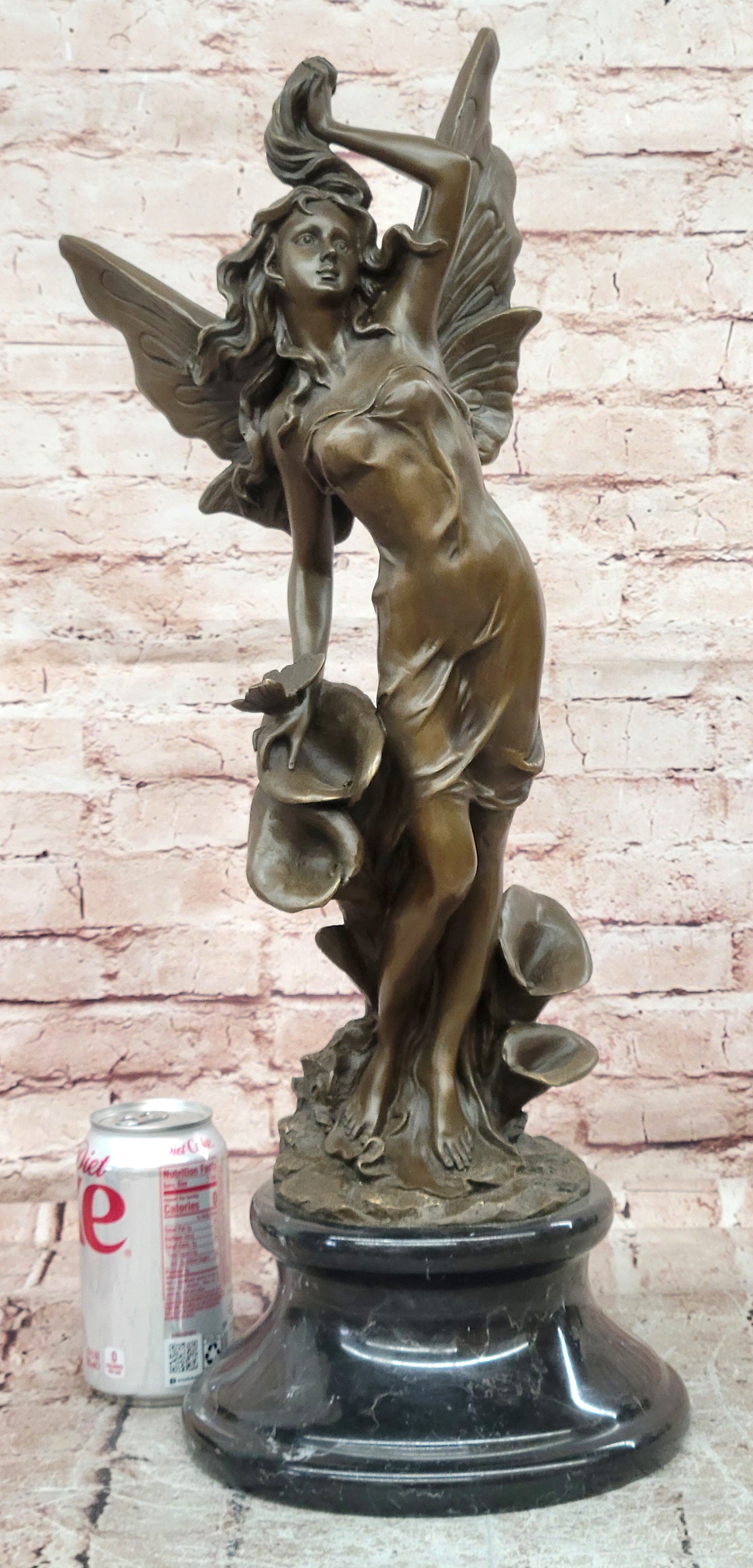 Signed Milo Bronze Winged Angel Sculpture Butterfly Goddess Decor Statue