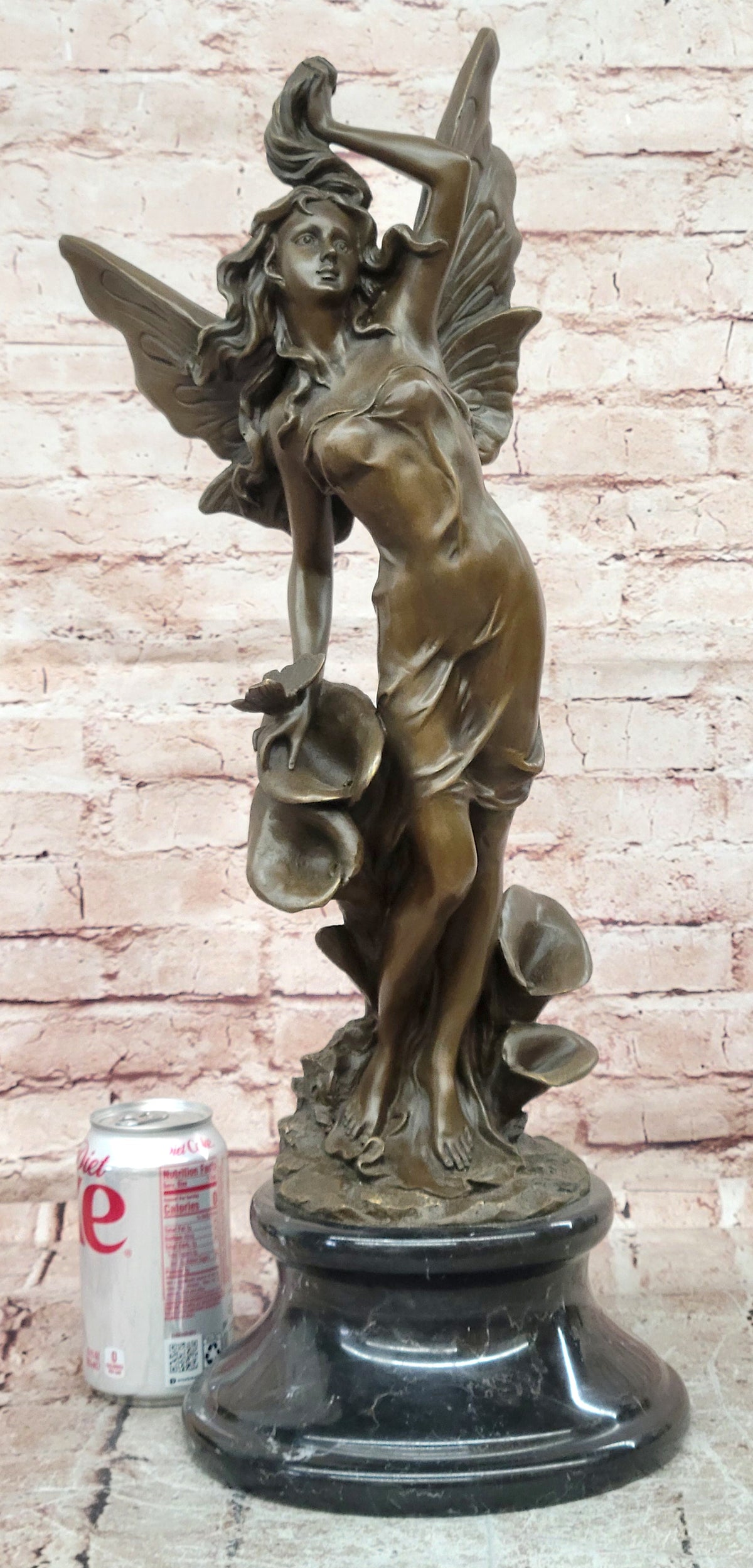 Signed Milo Bronze Winged Angel Sculpture Butterfly Goddess Decor Statue