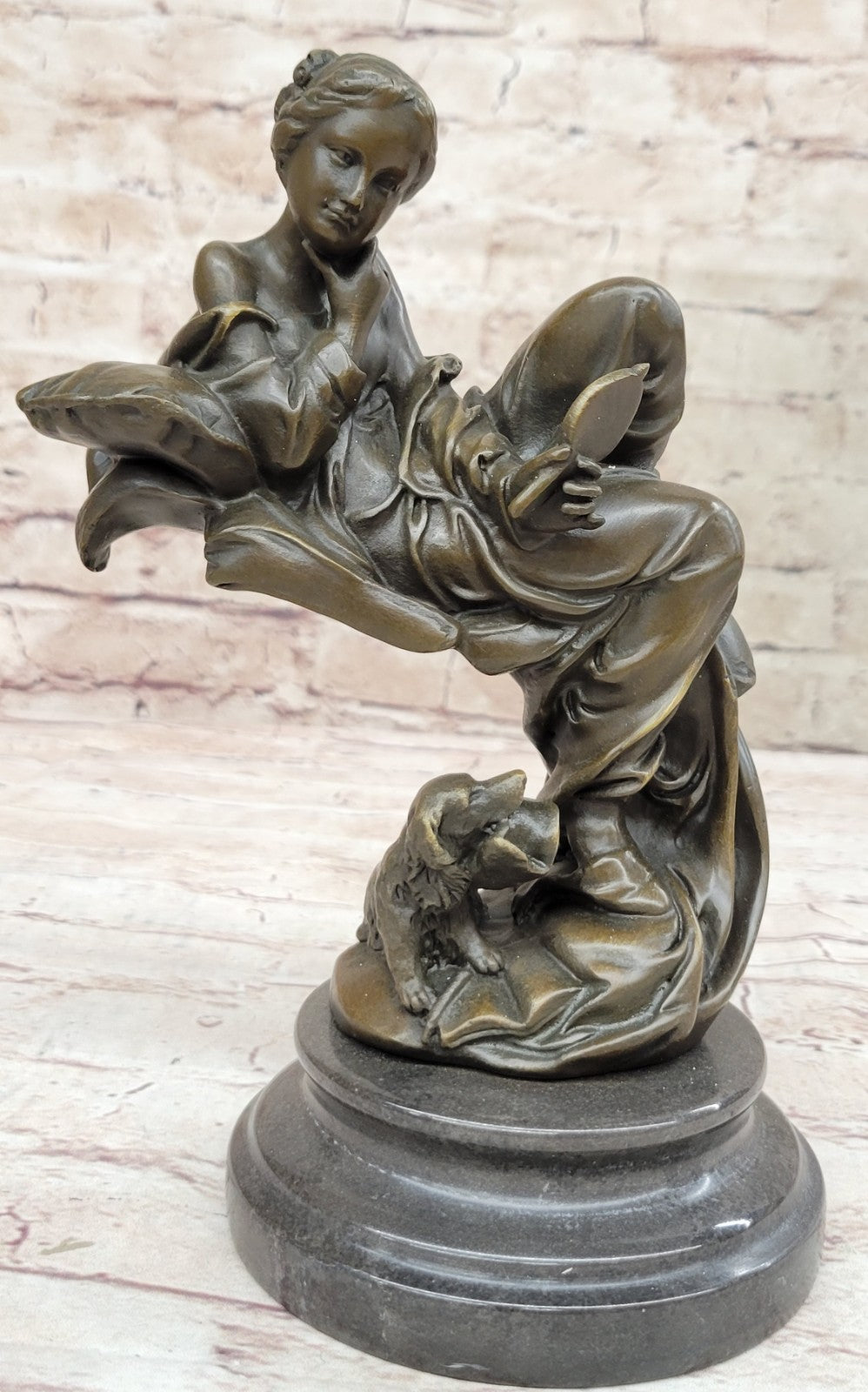 BEAUTFUL ART NOUVEAU FIGURAL MAIDEN COLD PAINTED 100% SOLID BRONZE CENTERPIECE