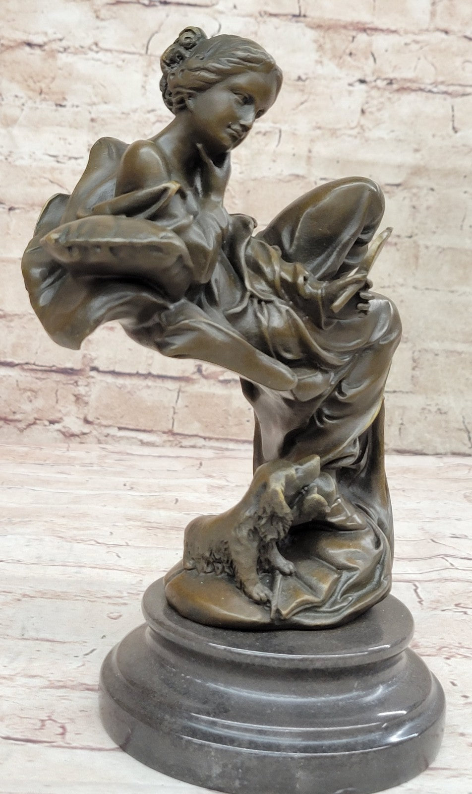 BEAUTFUL ART NOUVEAU FIGURAL MAIDEN COLD PAINTED 100% SOLID BRONZE CENTERPIECE