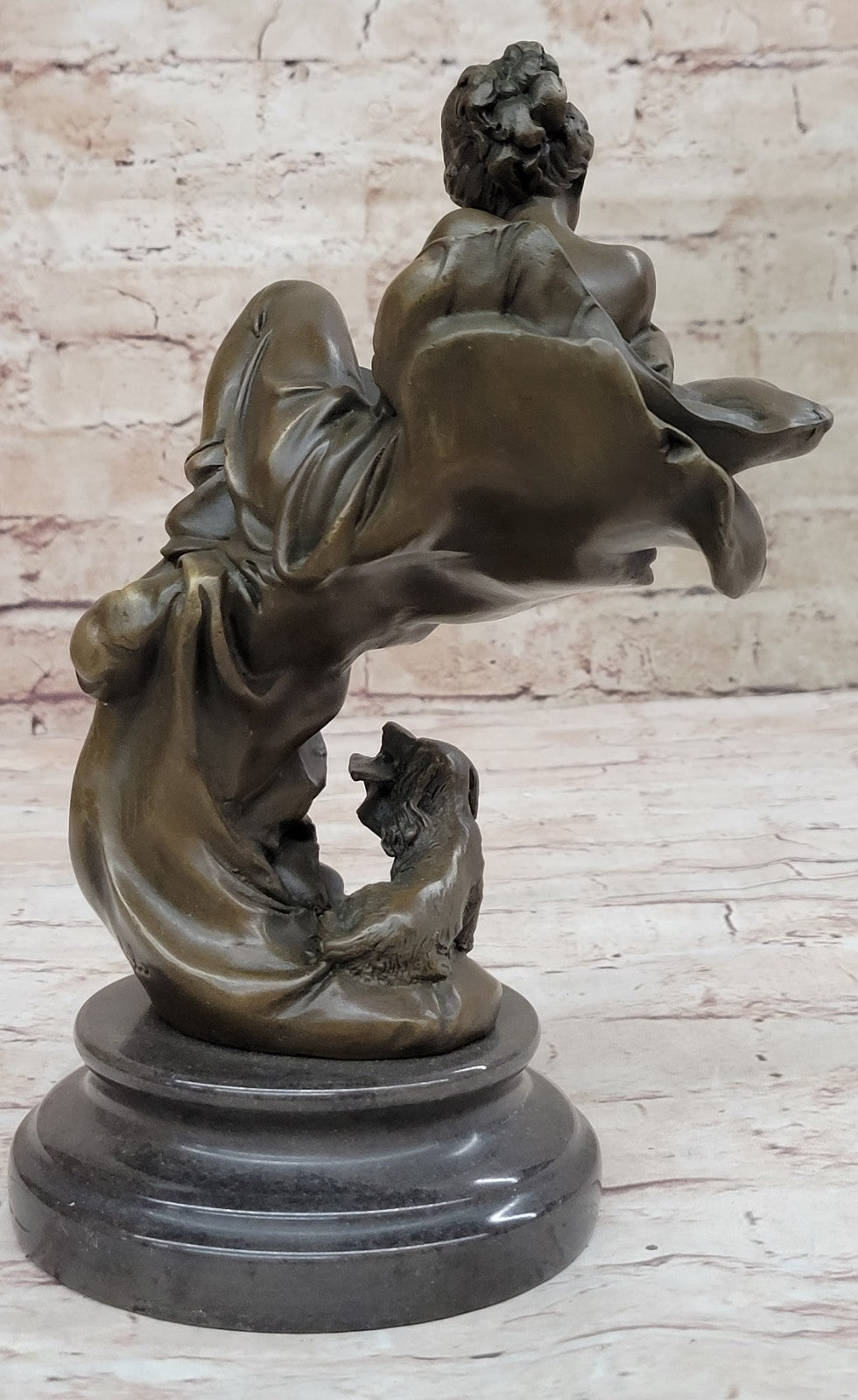 BEAUTFUL ART NOUVEAU FIGURAL MAIDEN COLD PAINTED 100% SOLID BRONZE CENTERPIECE