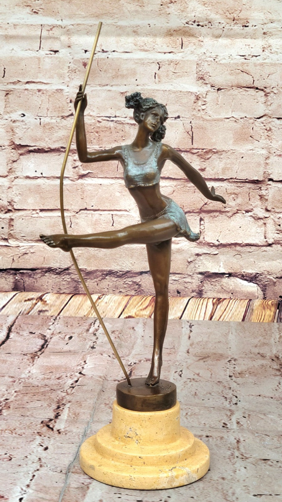 Signed Milo Bronze Acrobat Gymnast Sculpture Sport Statue Marble Base