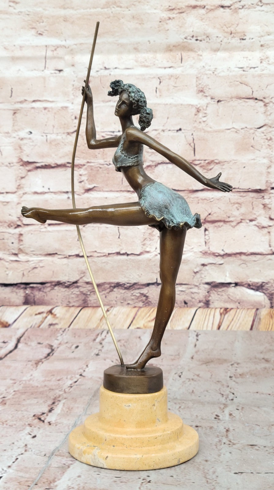 Signed Milo Bronze Acrobat Gymnast Sculpture Sport Statue Marble Base
