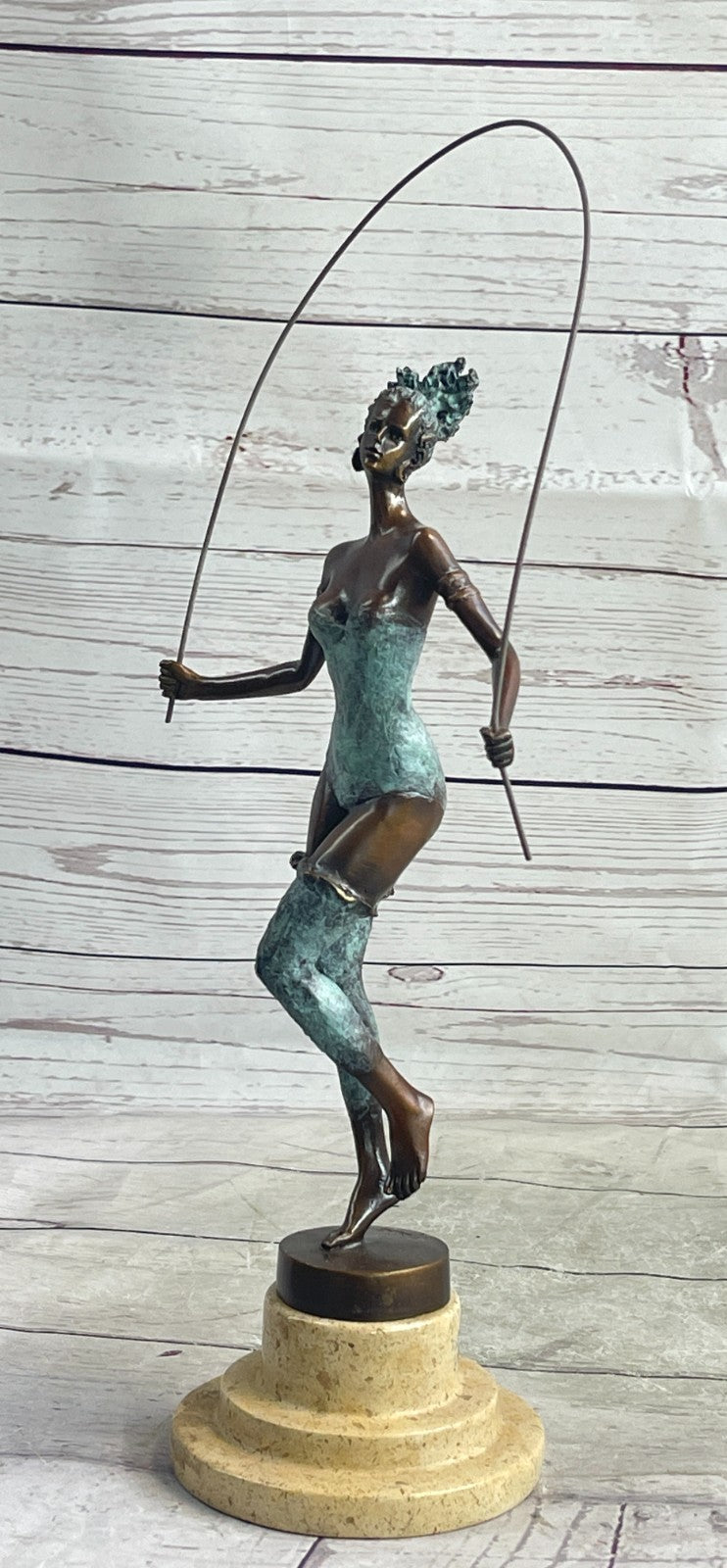 Handmade Bronze Figure: Graceful Woman Dancer with Special Patina by Milo