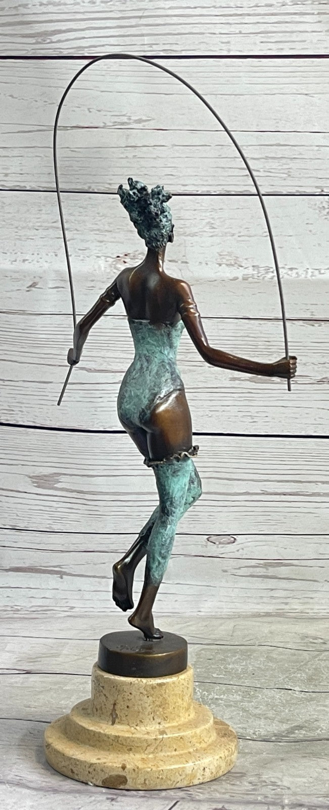 Handmade Bronze Figure: Graceful Woman Dancer with Special Patina by Milo