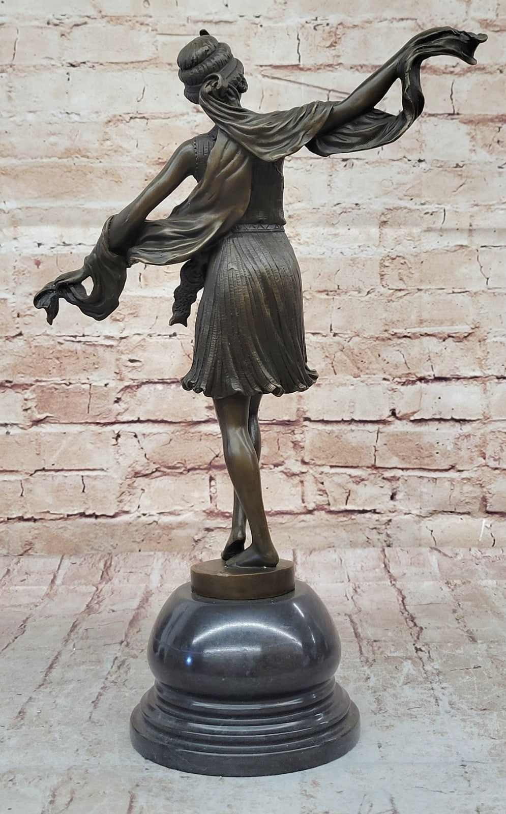 Art Nouveau/Deco Gorgeous 1940 Dancer Bronze Sculpture Marble Base Statue